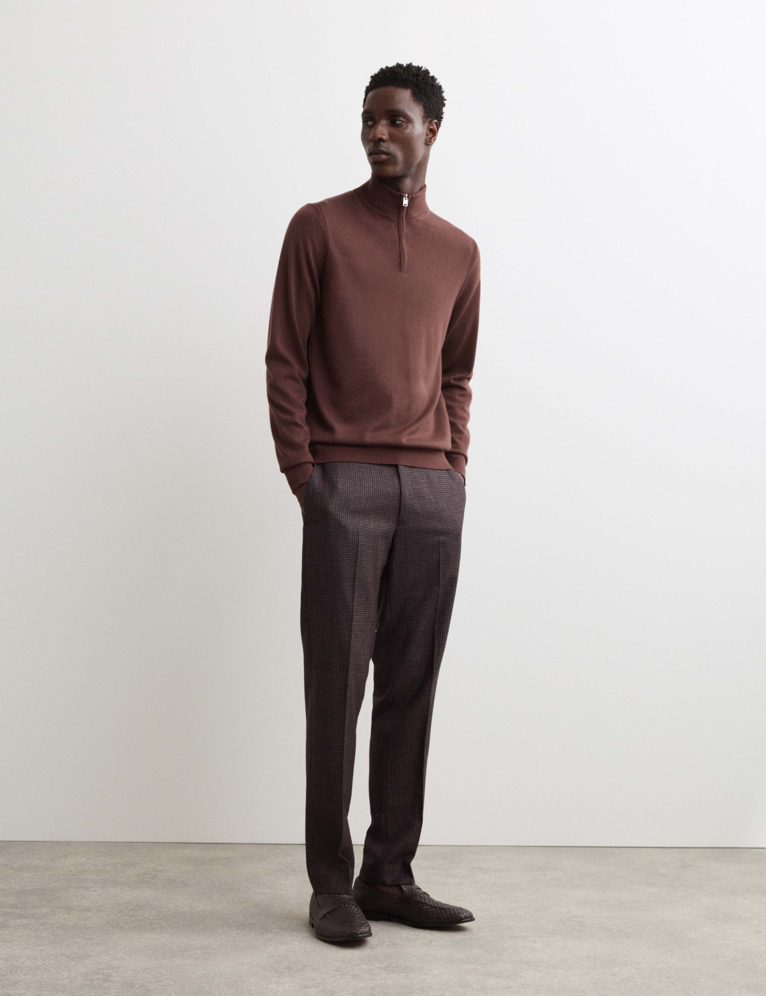 Merino Wool Rich with Silk Half Zip Jumper