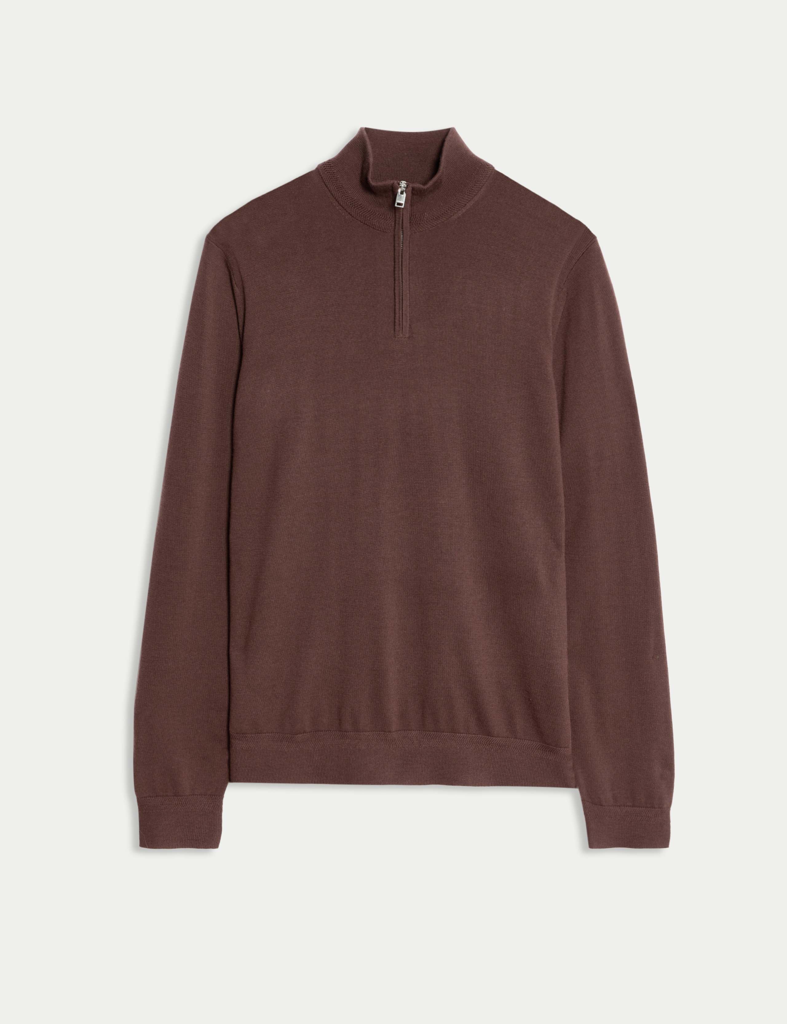 Merino Wool Rich with Silk Half Zip Jumper