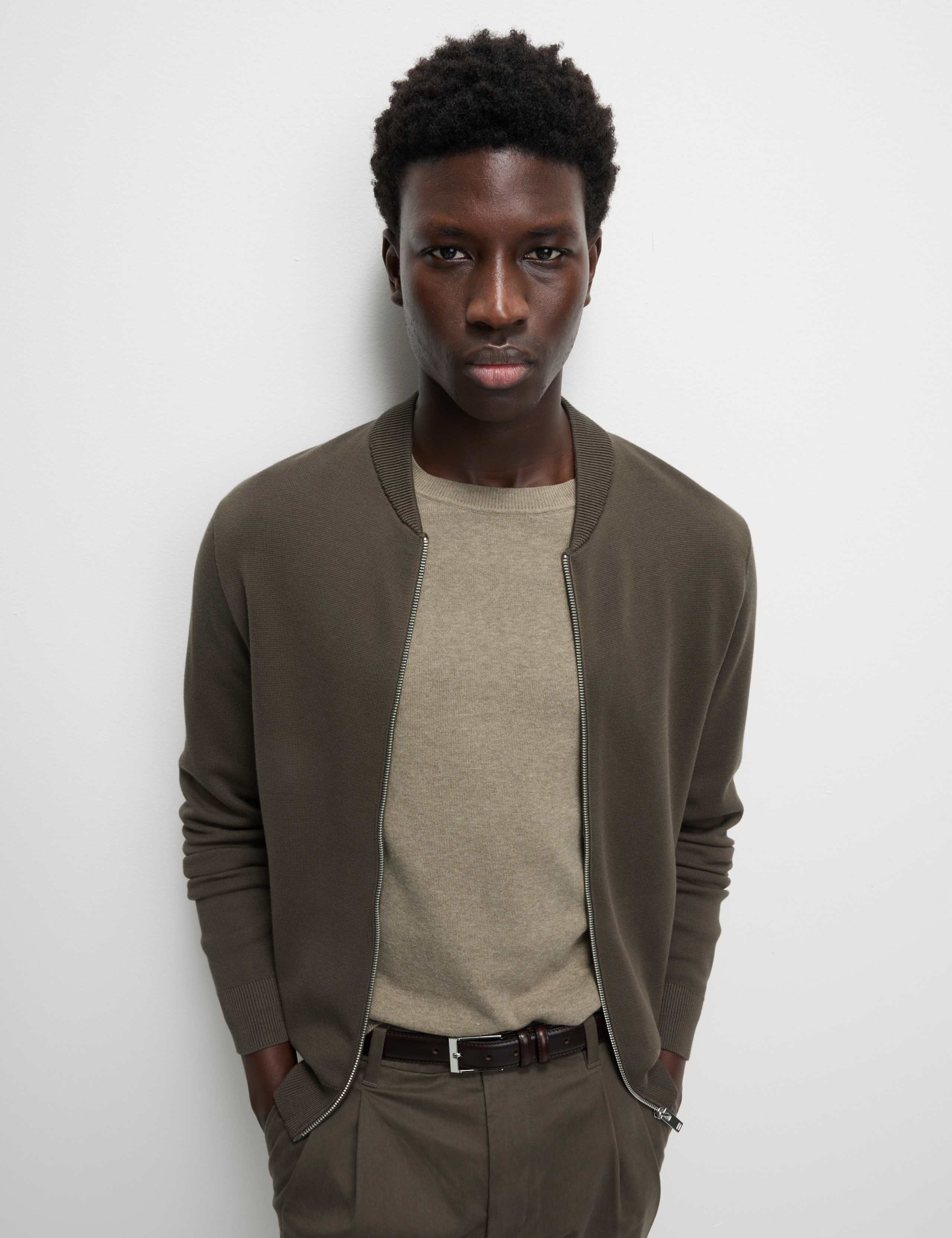 Cotton Modal Blend Knitted Bomber