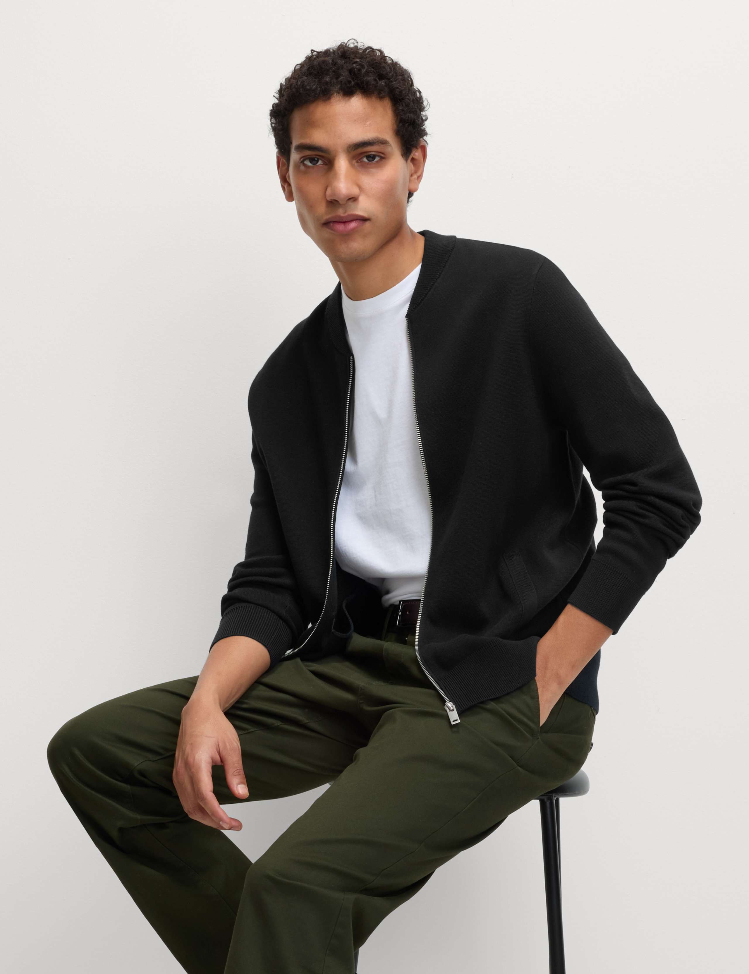 Cotton Modal Blend Knitted Bomber