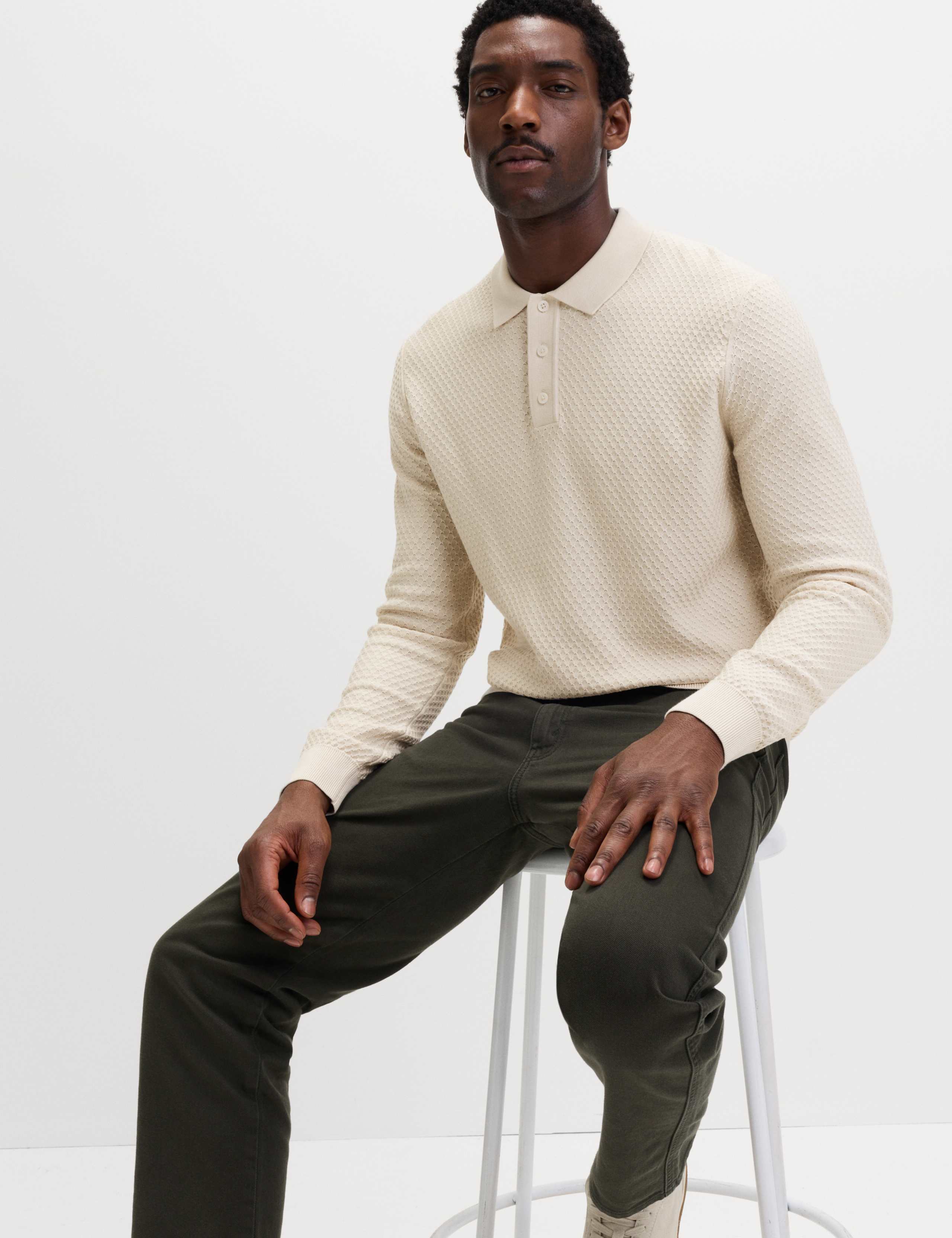 Cotton Modal Textured Polo Shirt