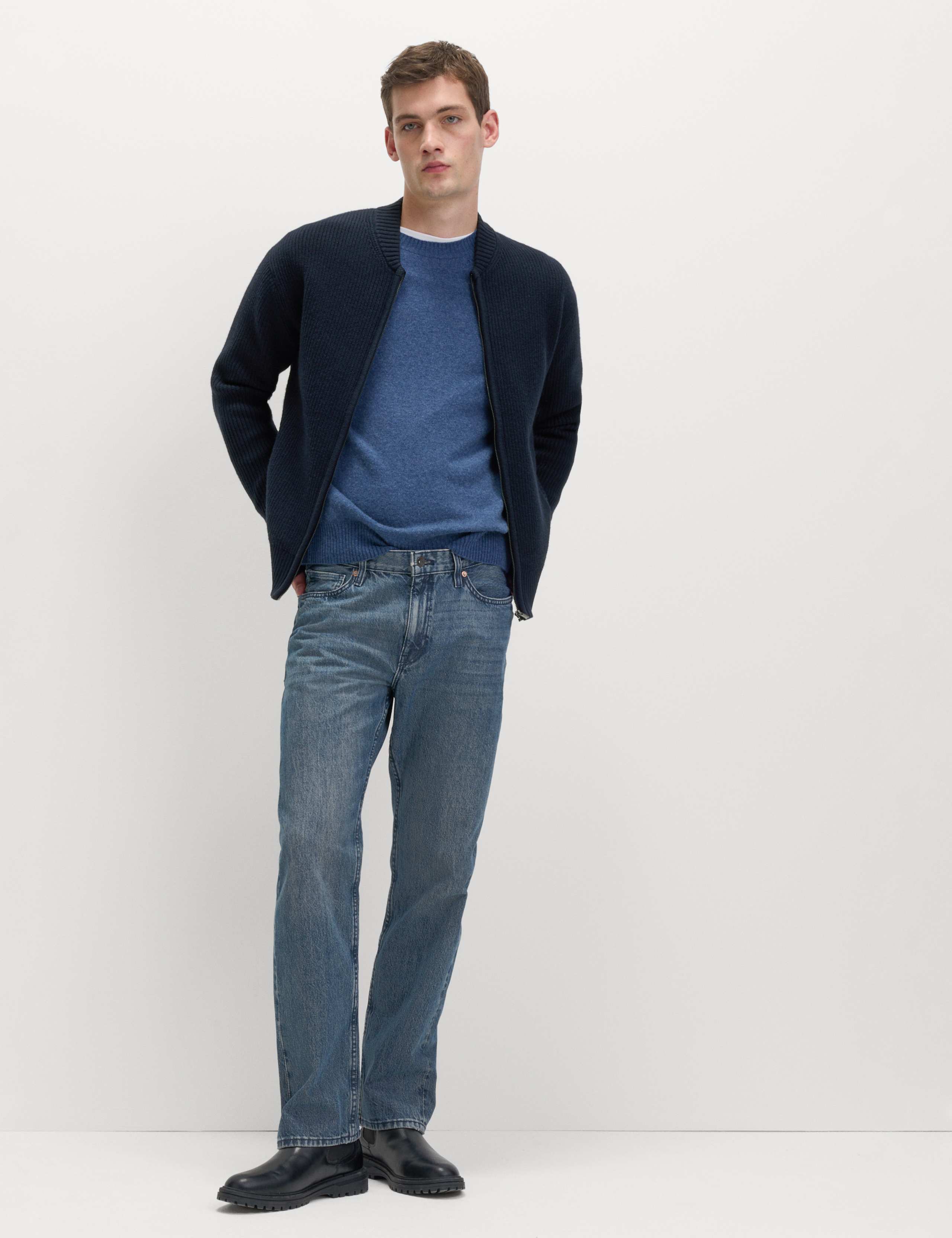 Cotton Blend Knitted Bomber Jacket