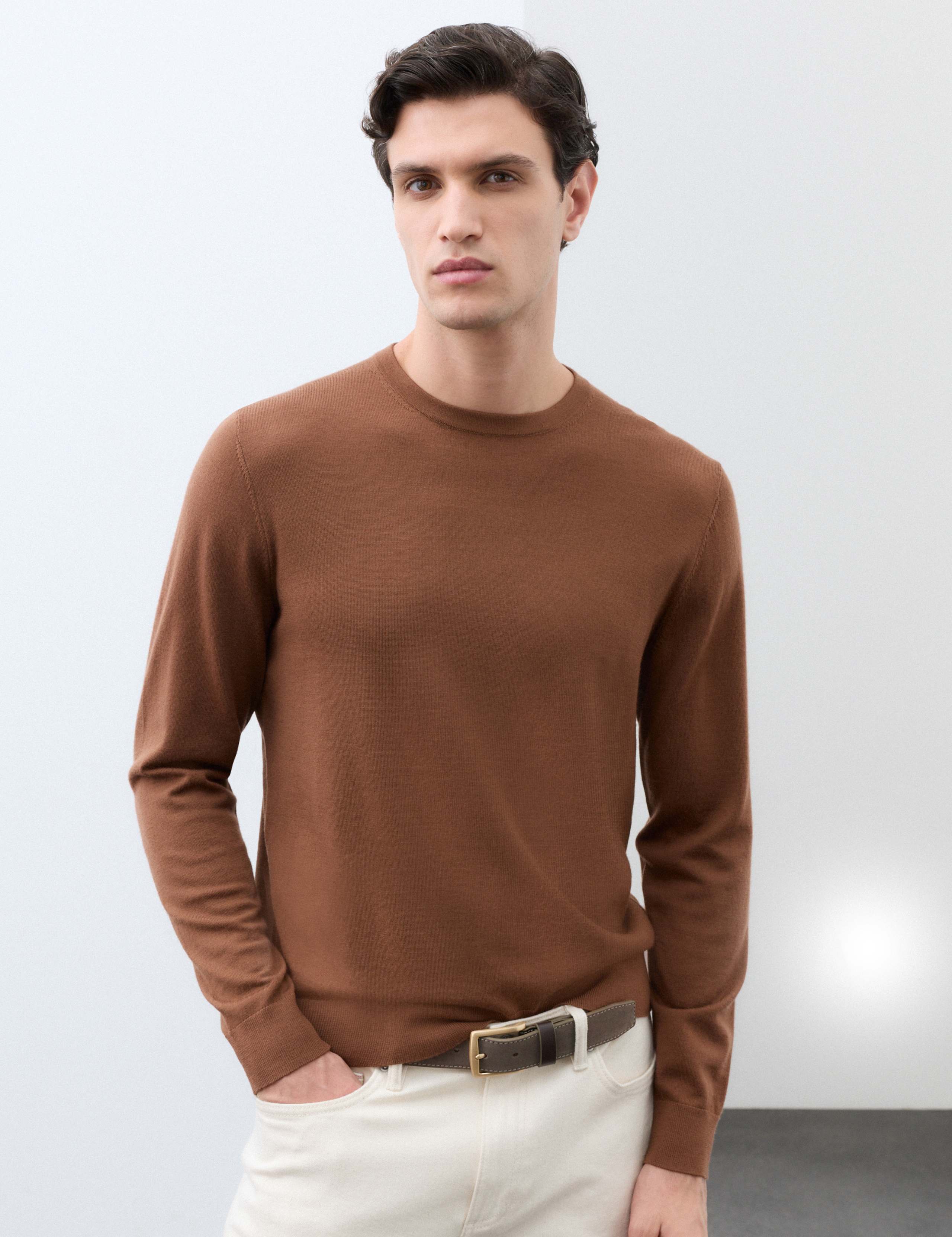 Pure Extra Fine Merino Wool Crew Neck Jumper