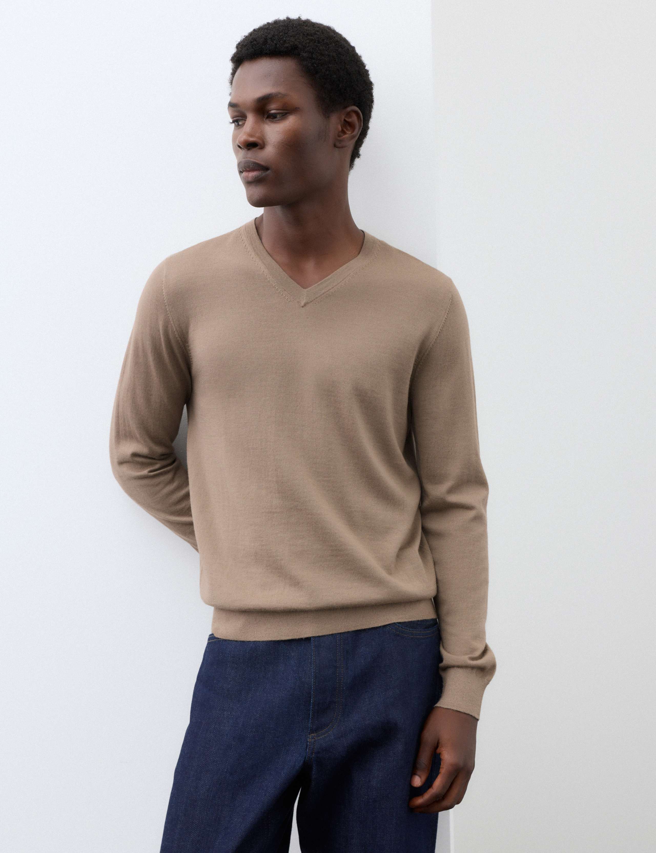 Pure Extra Fine Merino Wool V-Neck Jumper