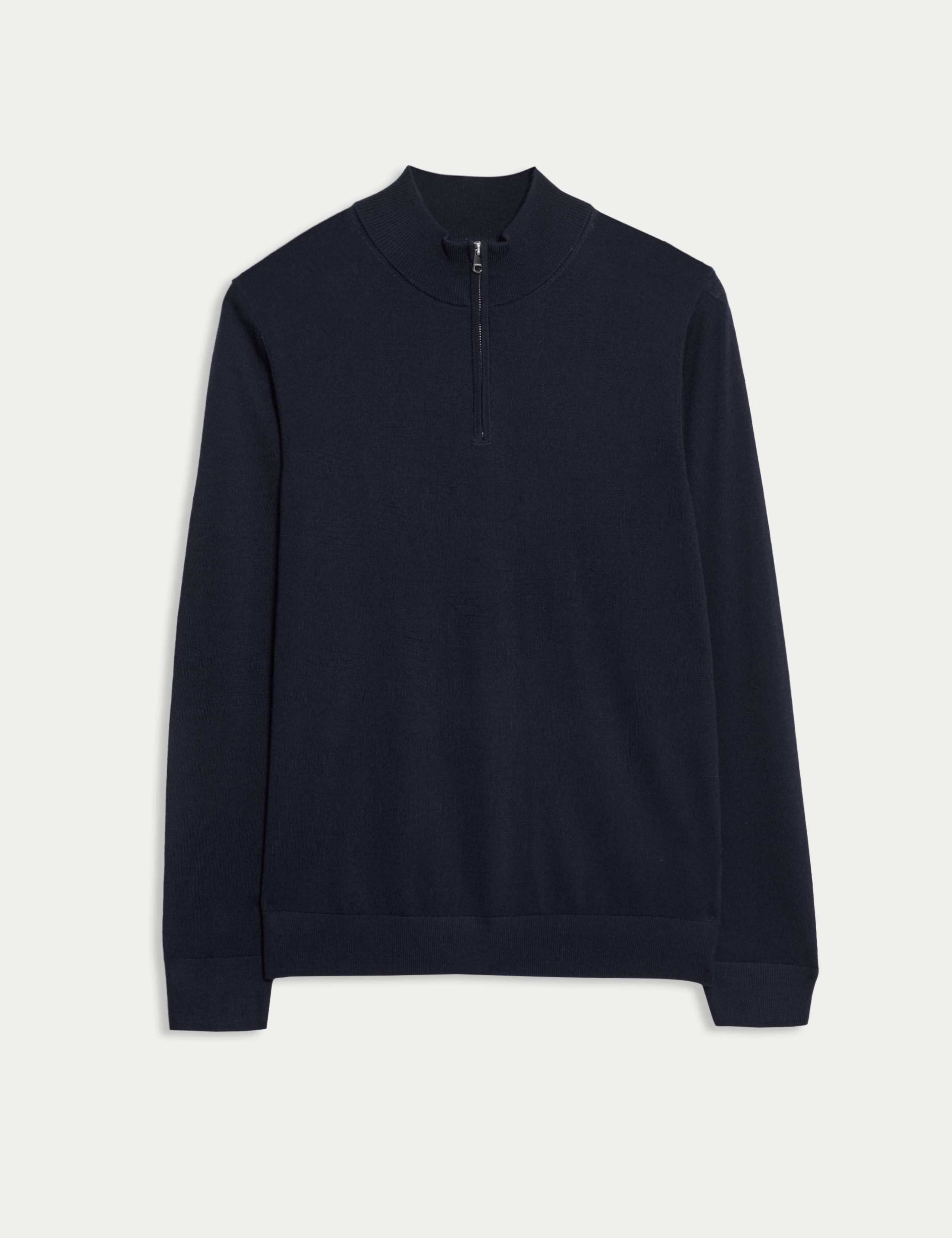 Pure Extra Fine Merino Wool Half Zip Jumper