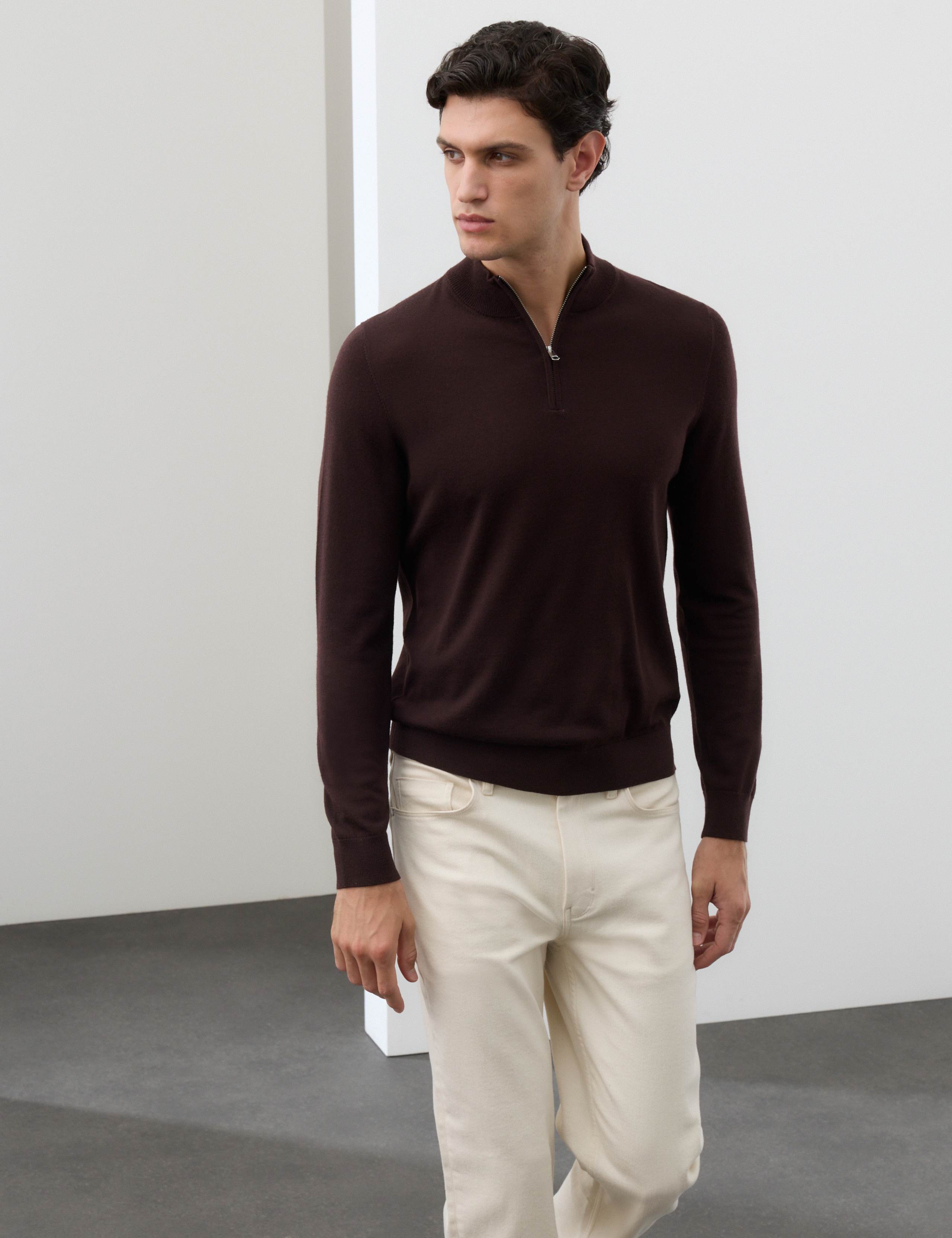 Pure Extra Fine Merino Wool Half Zip Jumper