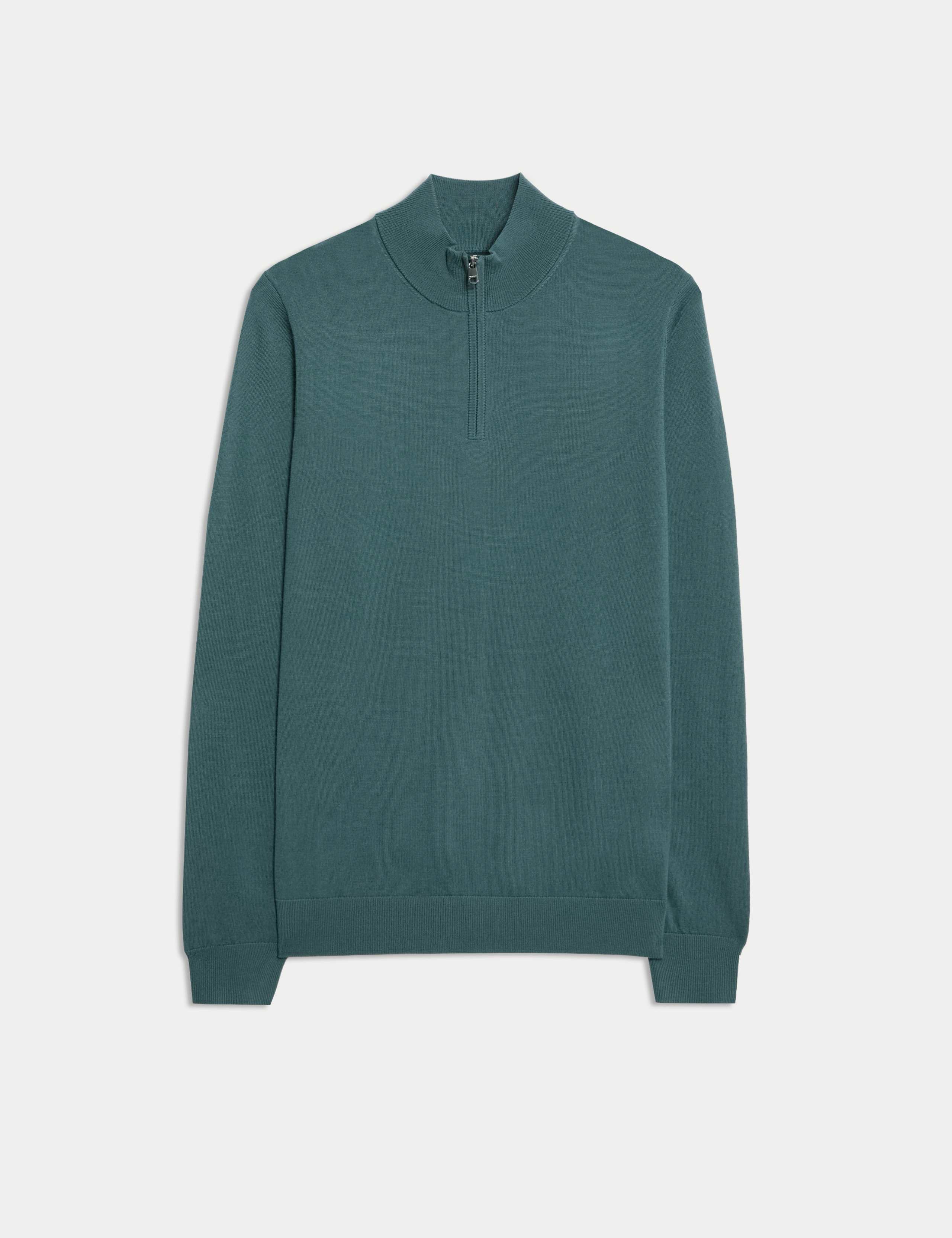 Pure Extra Fine Merino Wool Half Zip Jumper