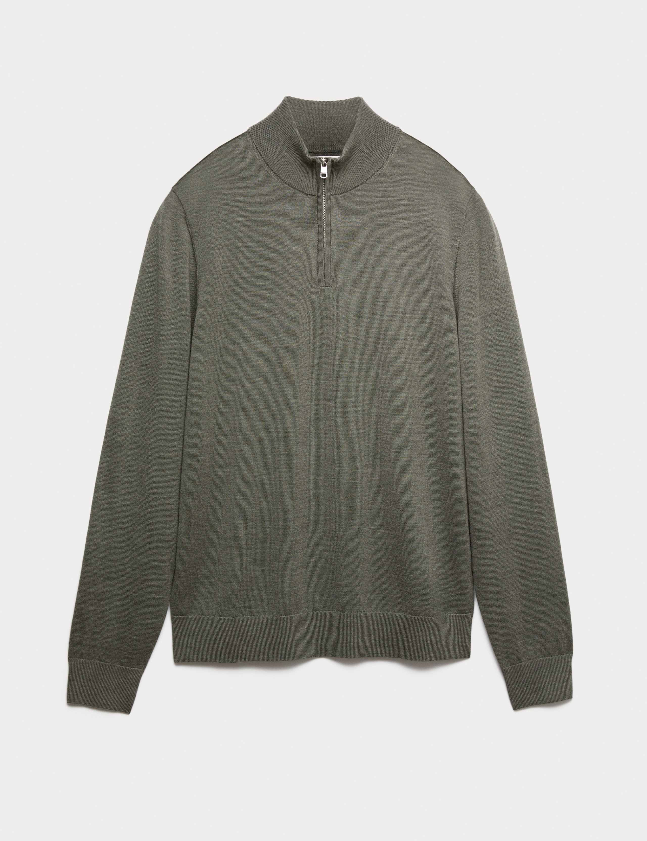 Pure Extra Fine Merino Wool Half Zip Jumper