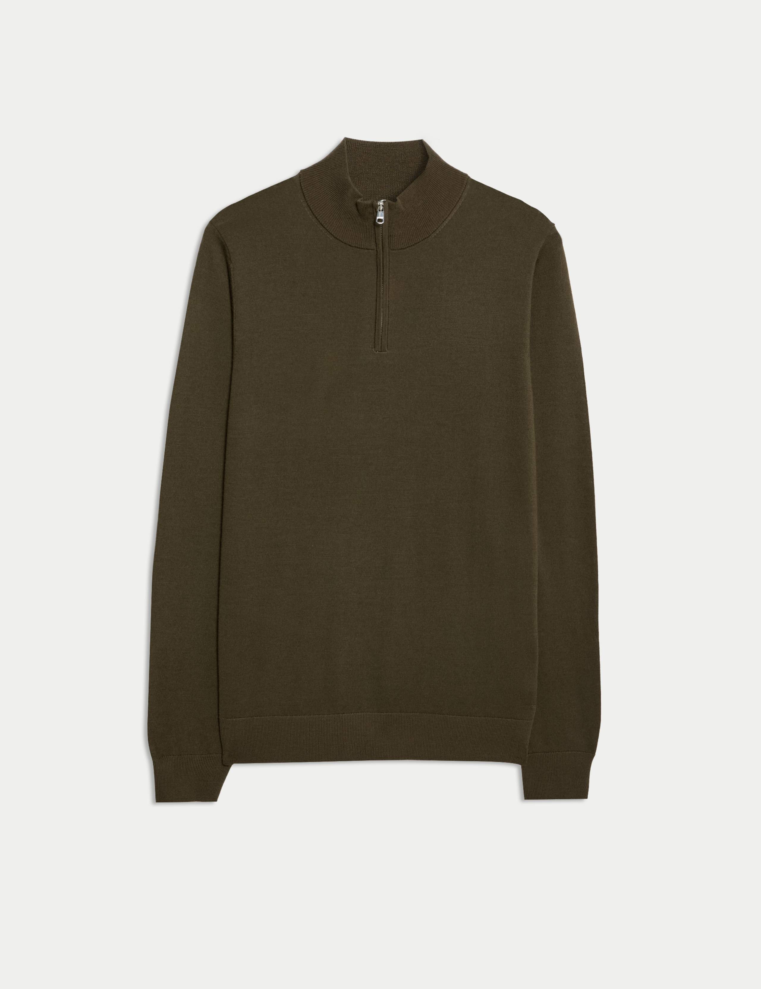 Pure Extra Fine Merino Wool Half Zip Jumper