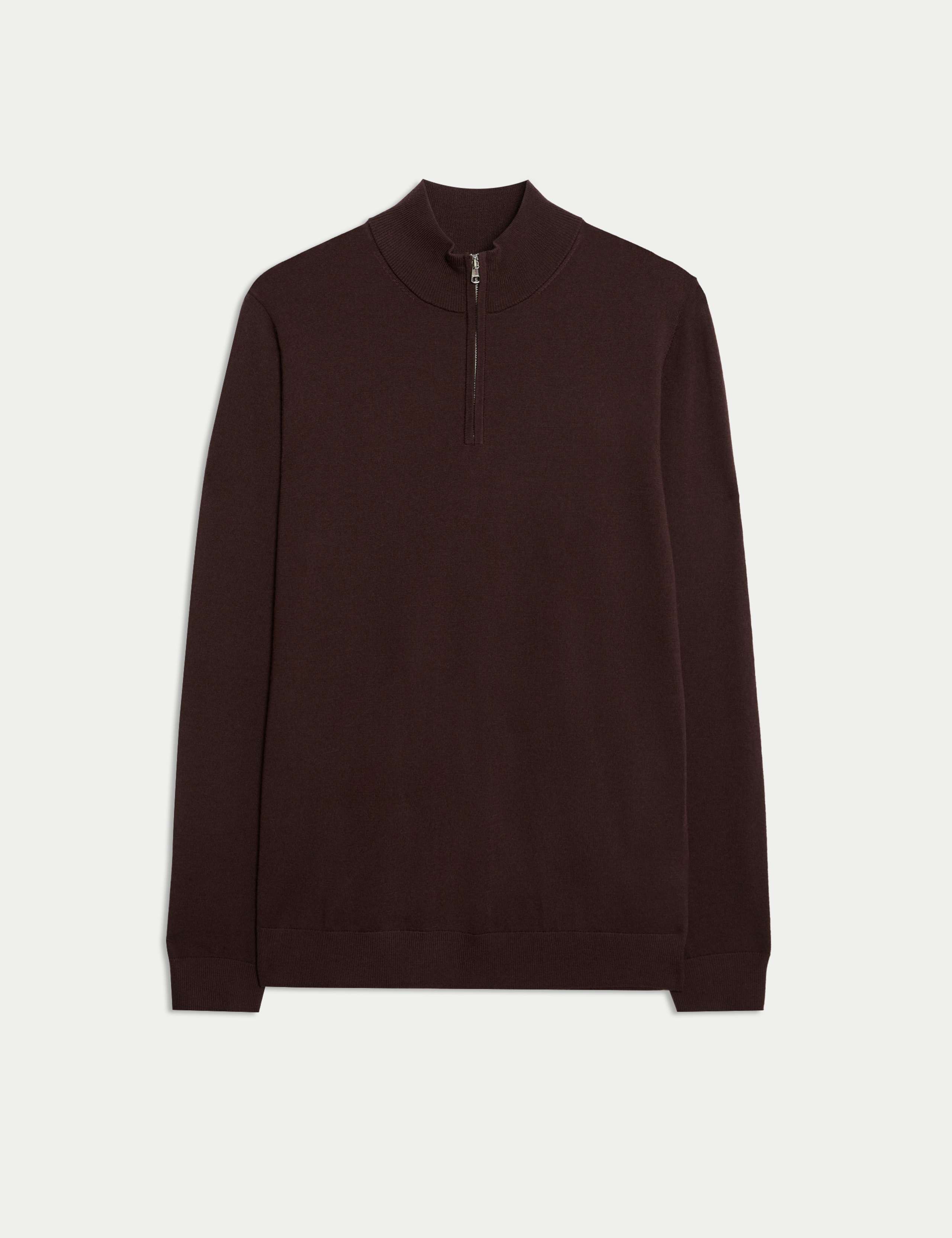 Pure Extra Fine Merino Wool Half Zip Jumper