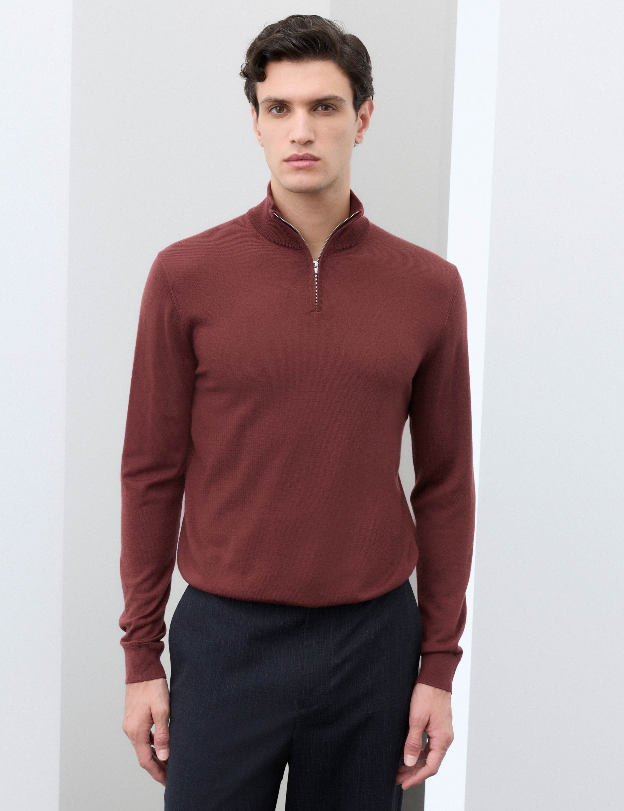 Pure Extra Fine Merino Wool Half Zip Jumper
