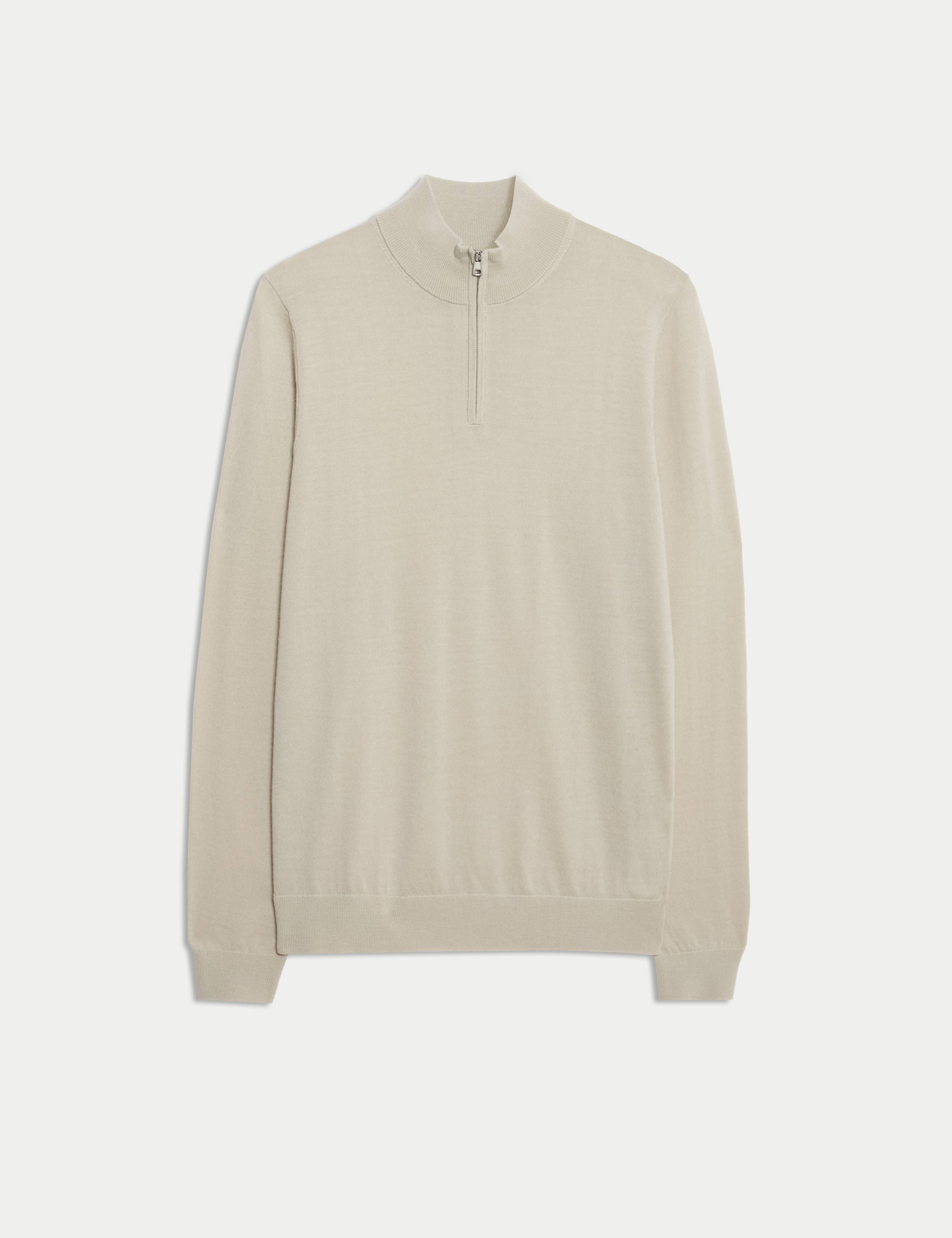 Pure Extra Fine Merino Wool Half Zip Jumper