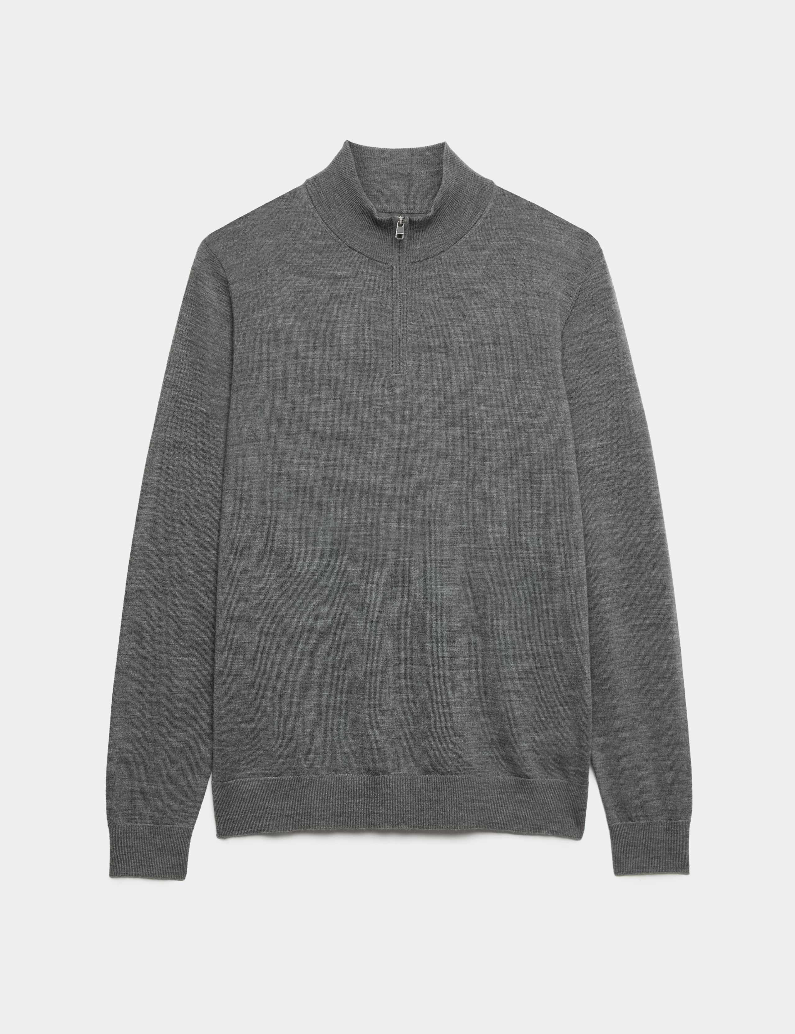 Pure Extra Fine Merino Wool Half Zip Jumper