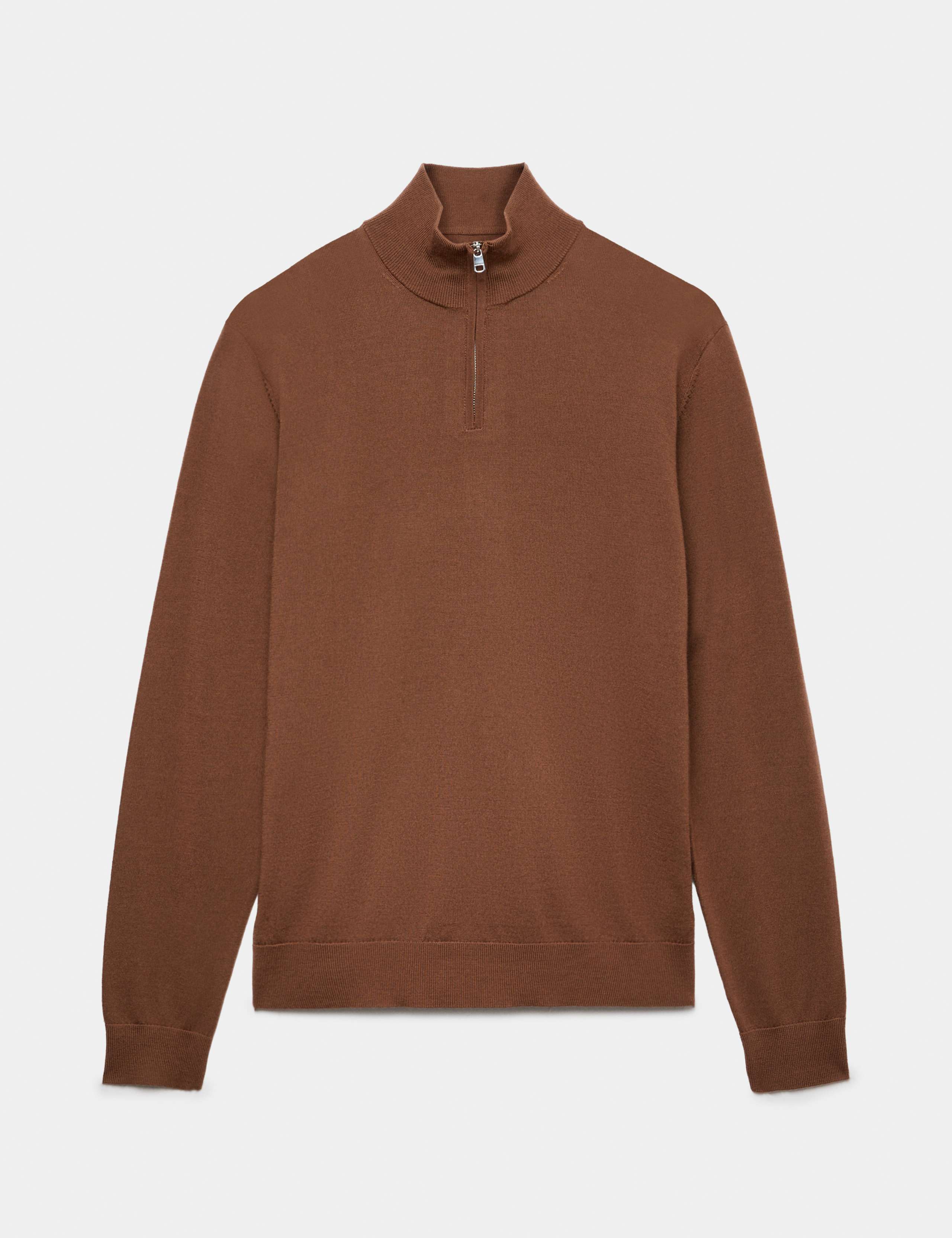 Pure Extra Fine Merino Wool Half Zip Jumper