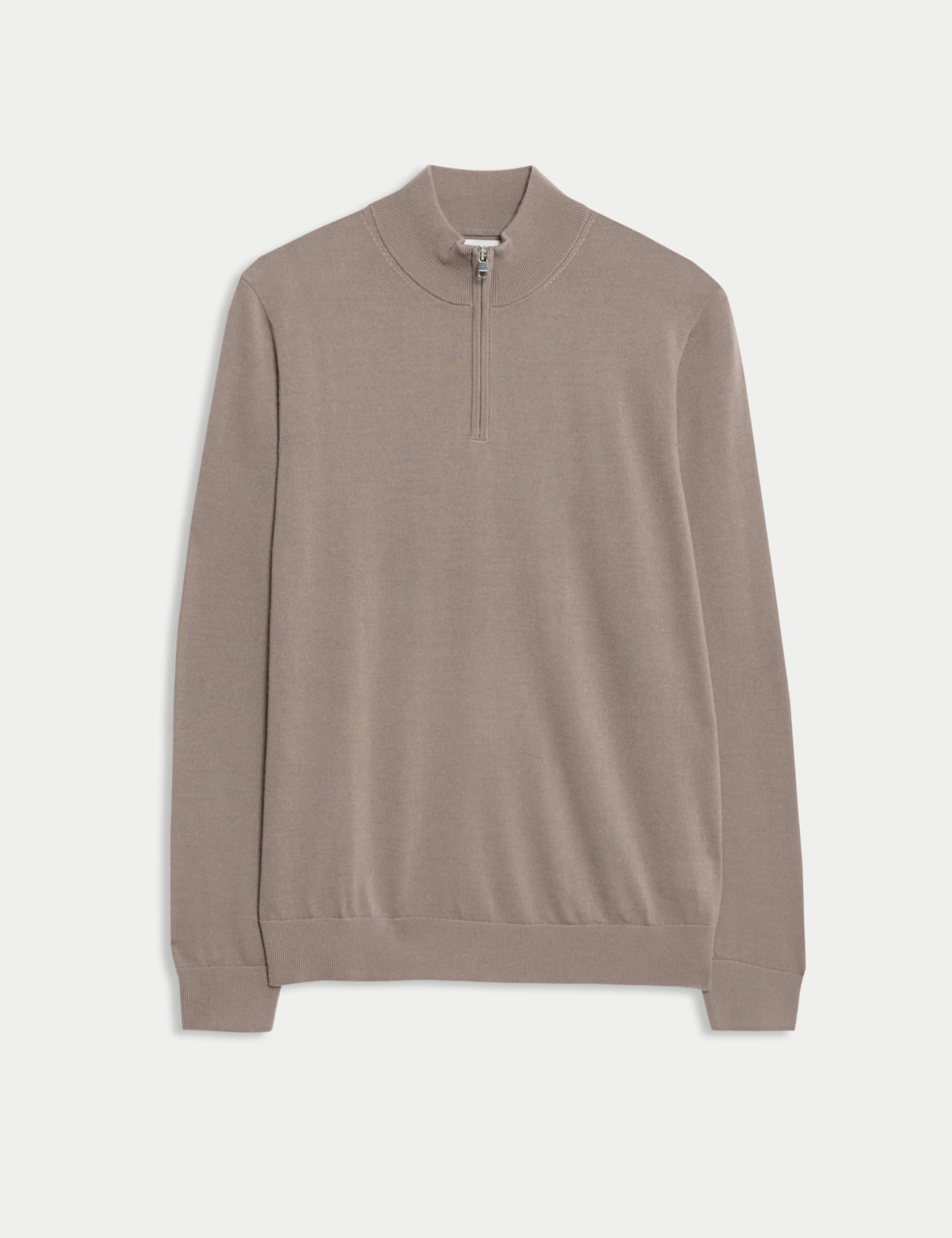 Pure Extra Fine Merino Wool Half Zip Jumper