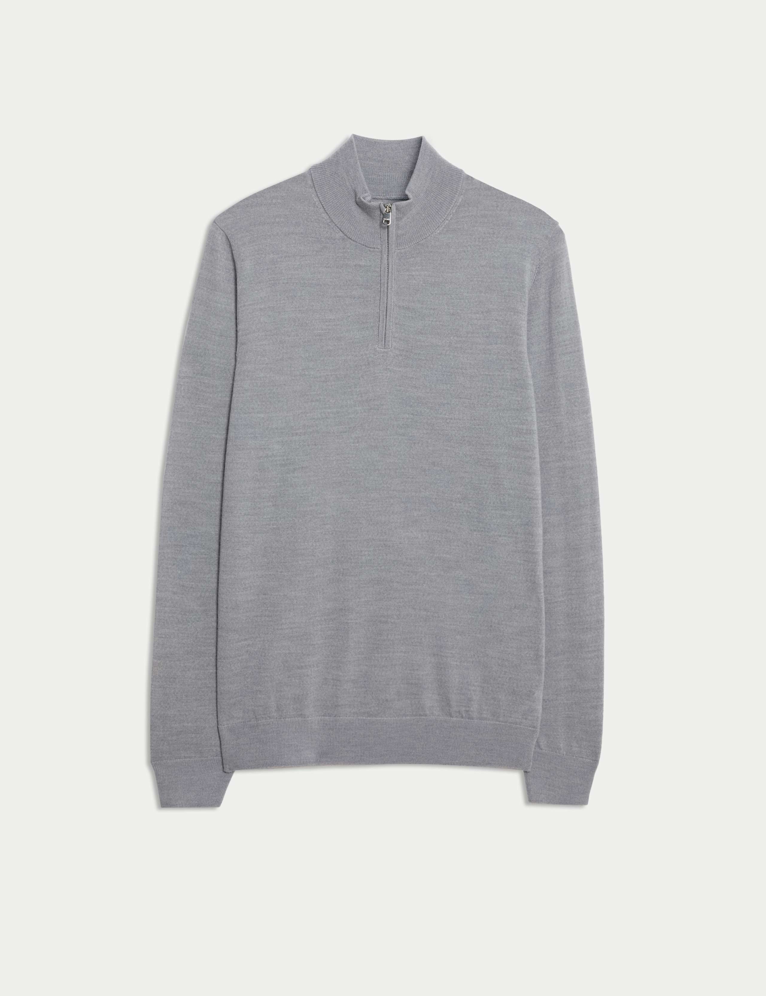 Pure Extra Fine Merino Wool Half Zip Jumper
