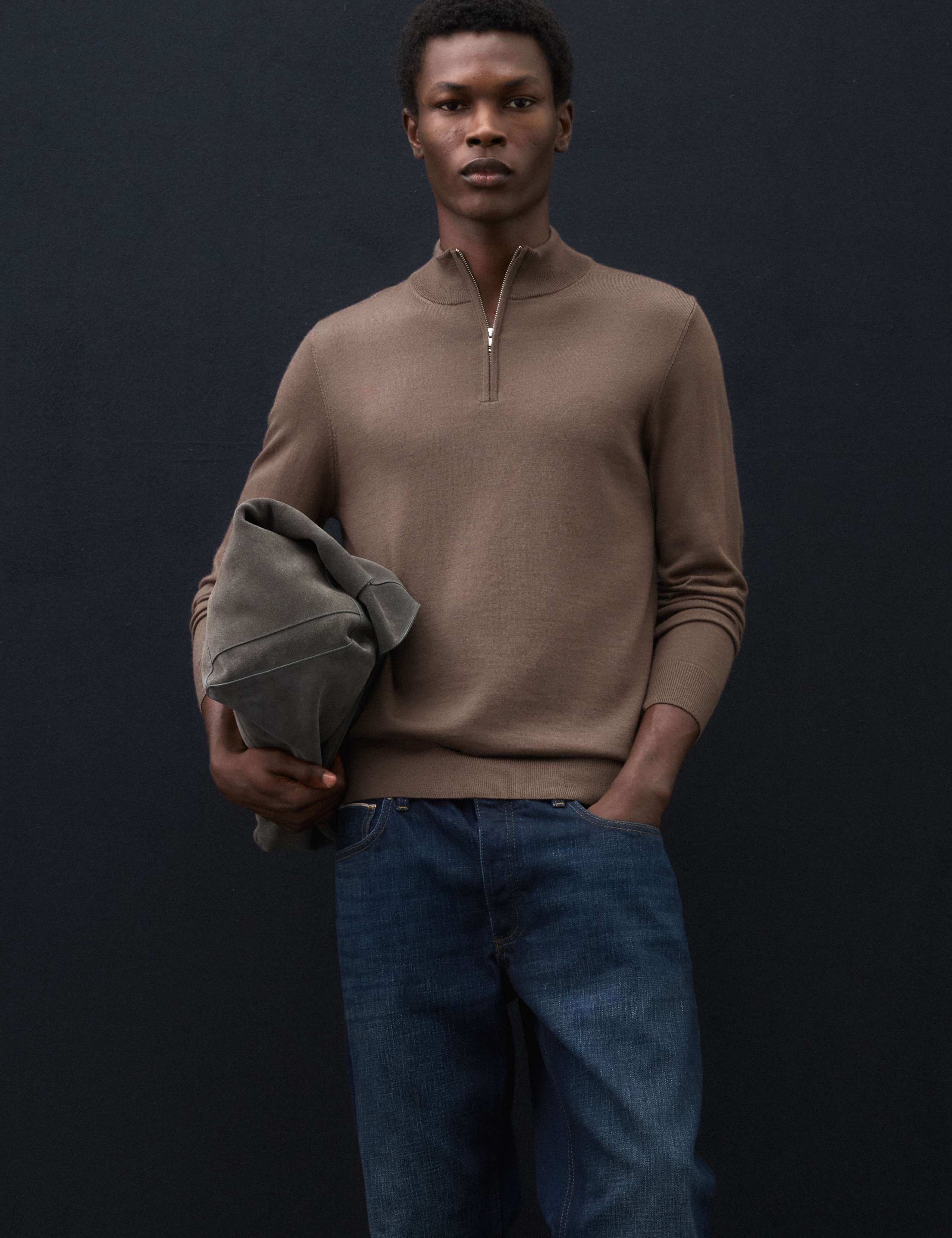 Pure Extra Fine Merino Wool Half Zip Jumper