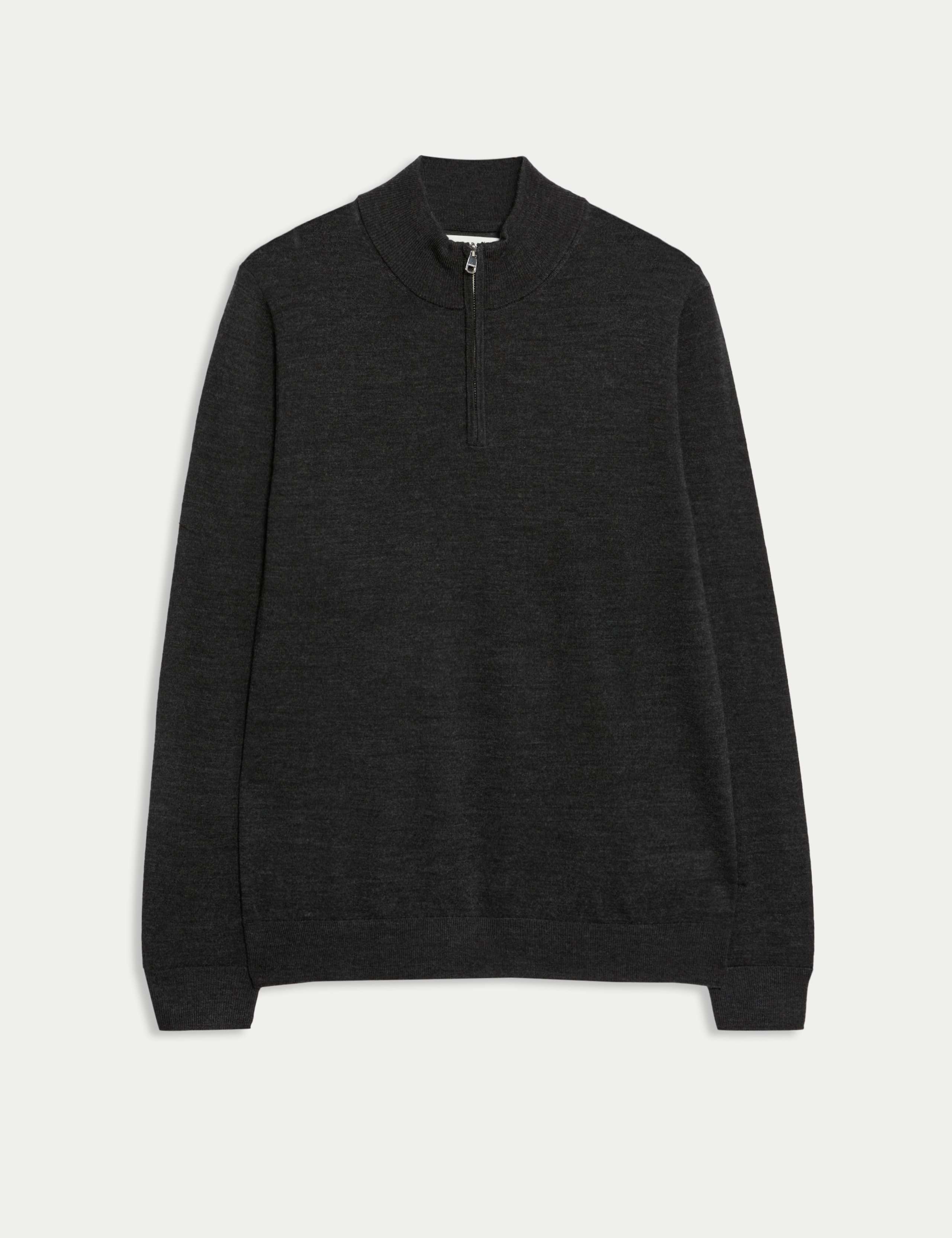 Pure Extra Fine Merino Wool Half Zip Jumper