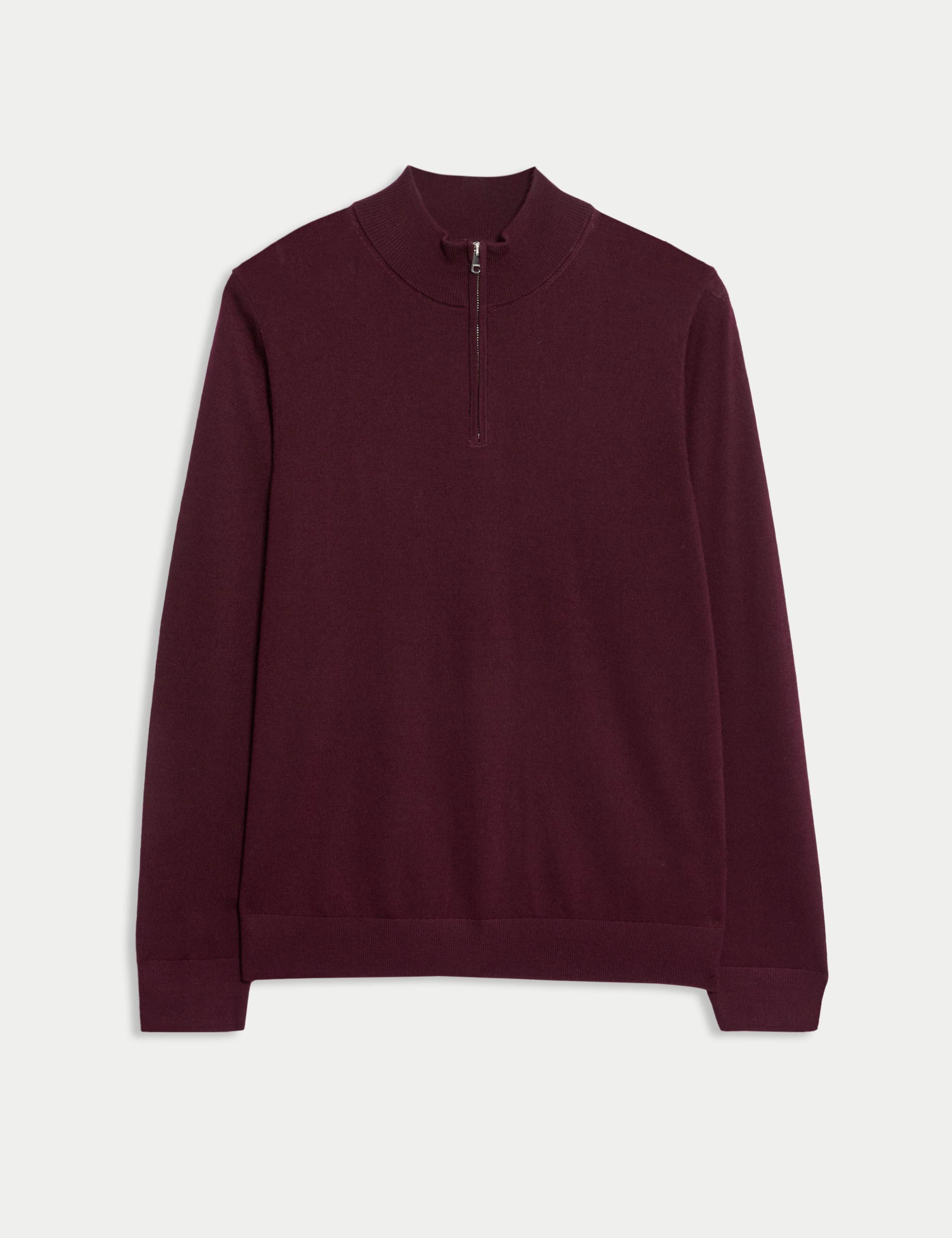 Pure Extra Fine Merino Wool Half Zip Jumper