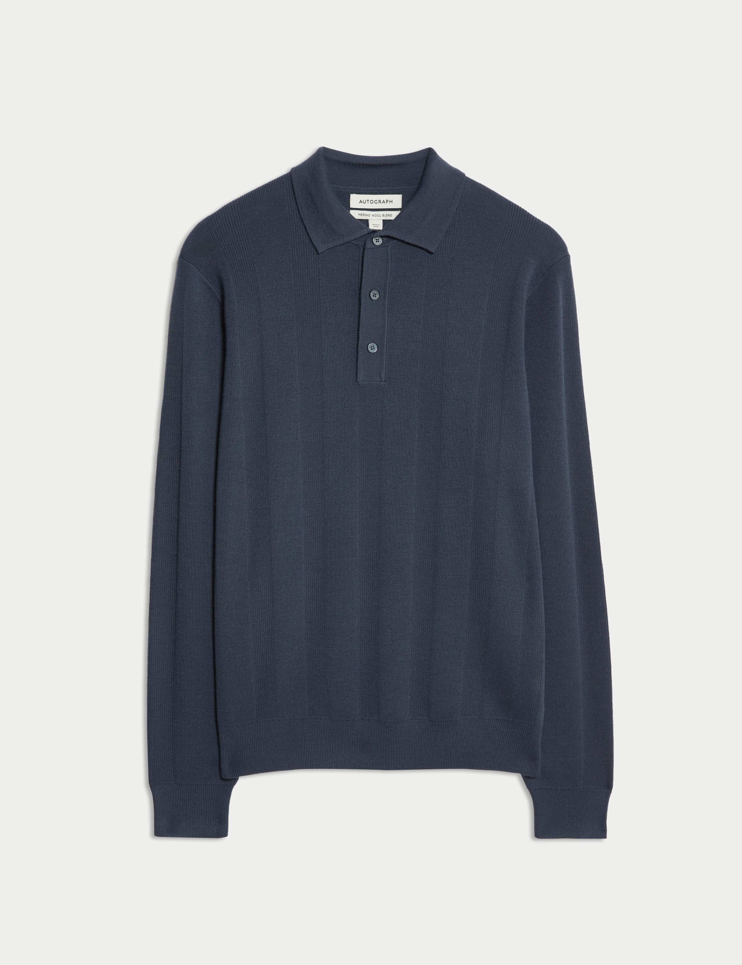 Extra Fine Merino Wool Blend Knitted Polo