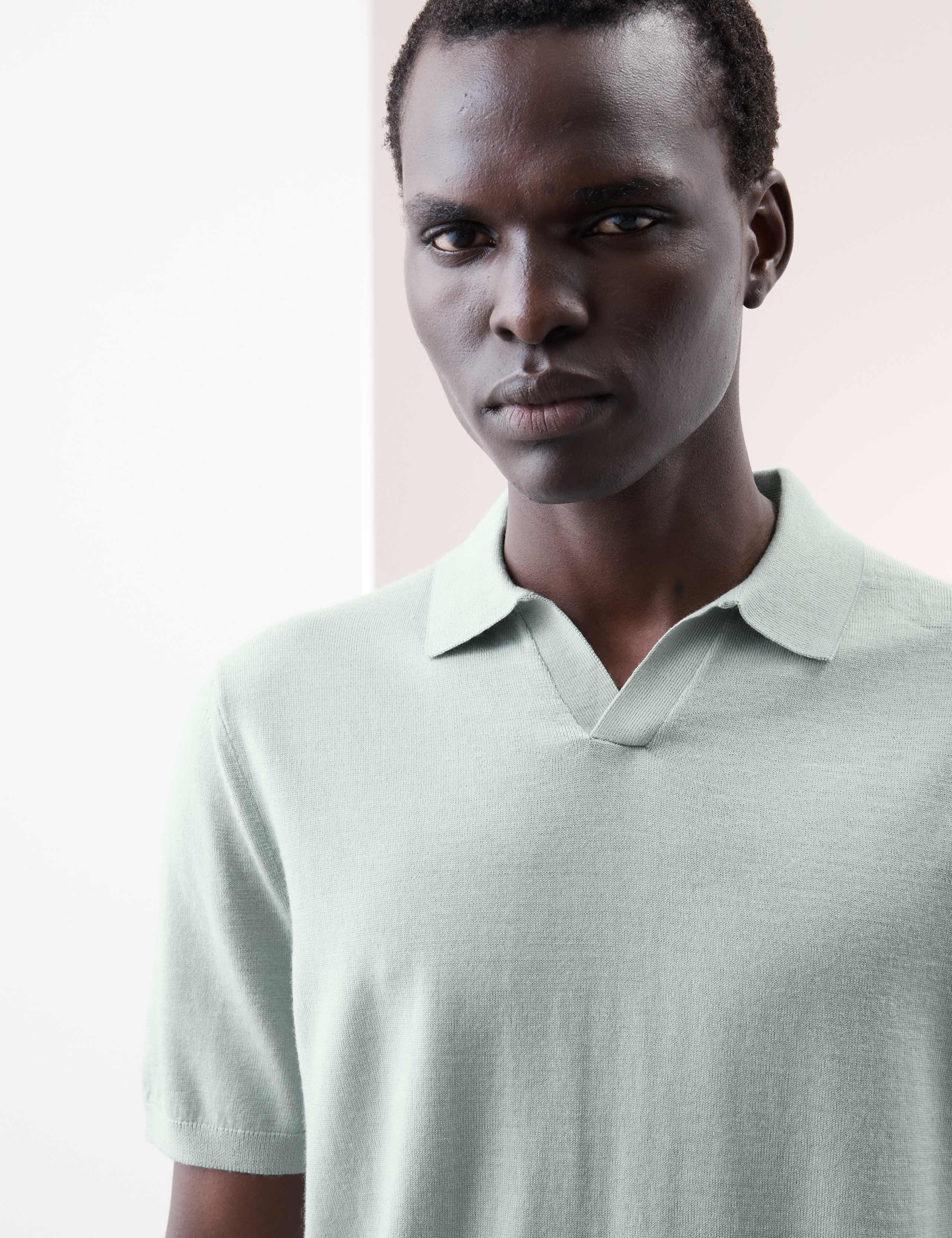 Pure Extra Fine Merino Wool Knitted Polo Shirt