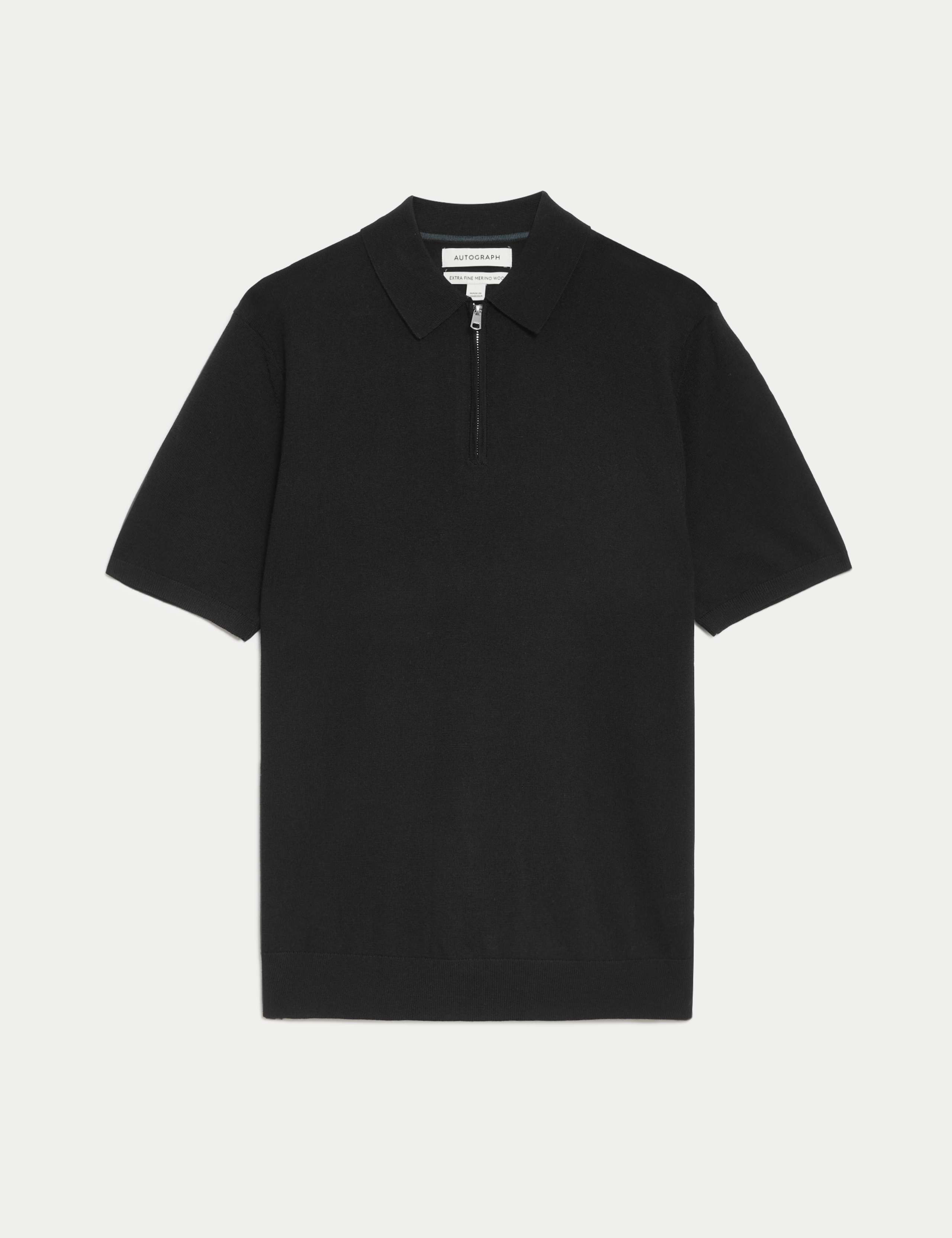 Pure Extra Fine Merino Wool Knitted Polo Shirt