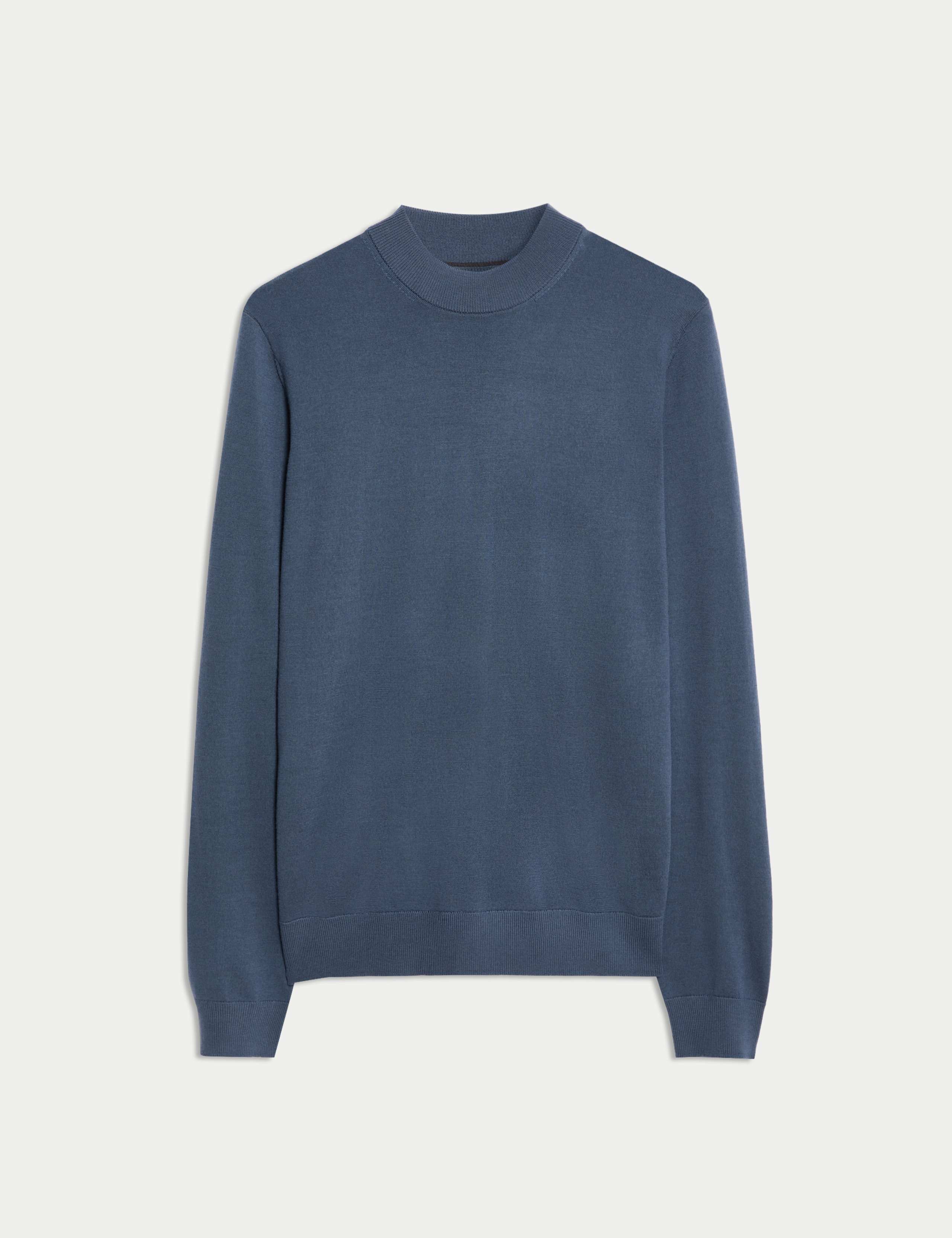 Pure Extra Fine Merino Wool Mock Neck Jumper