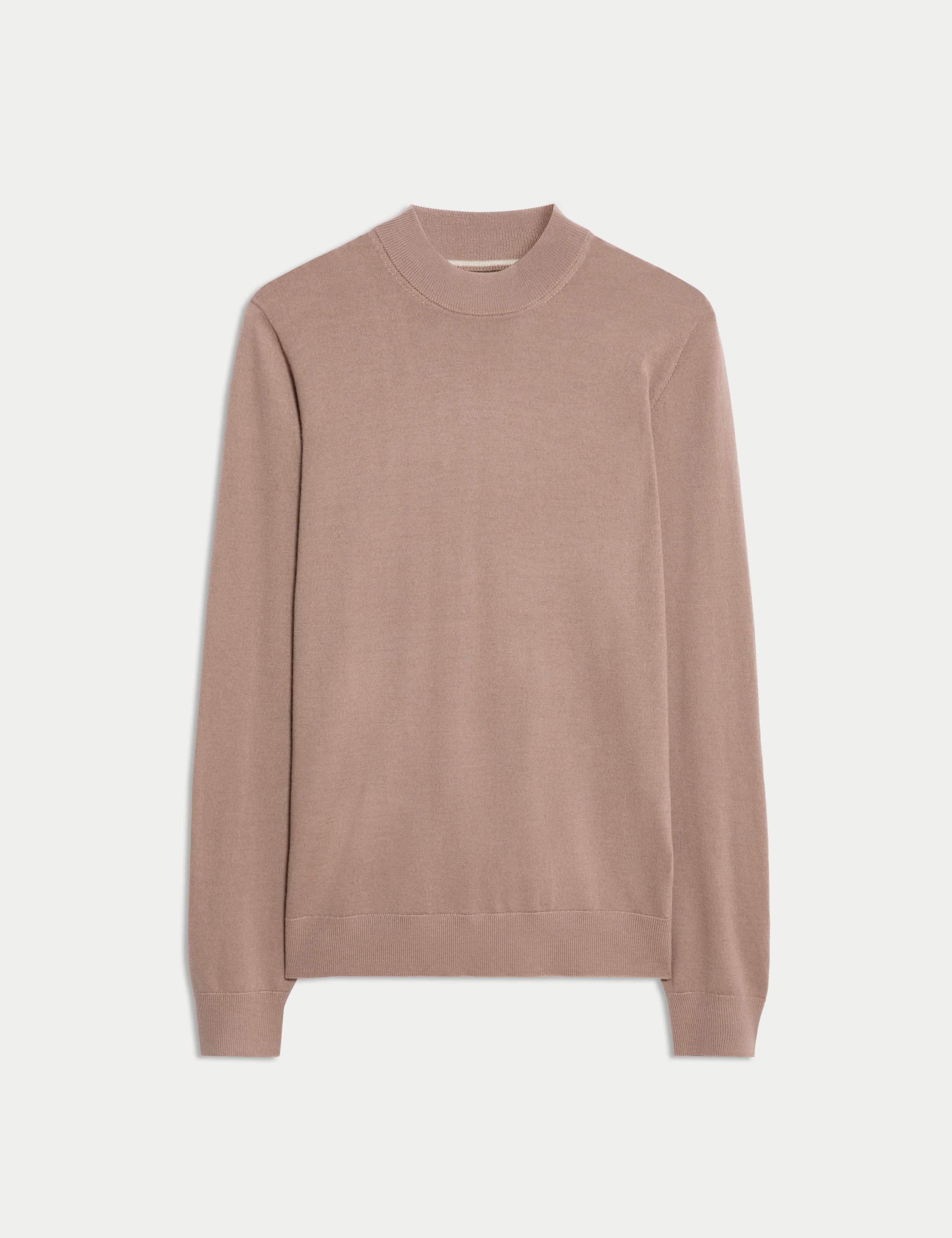 Pure Extra Fine Merino Wool Mock Neck Jumper