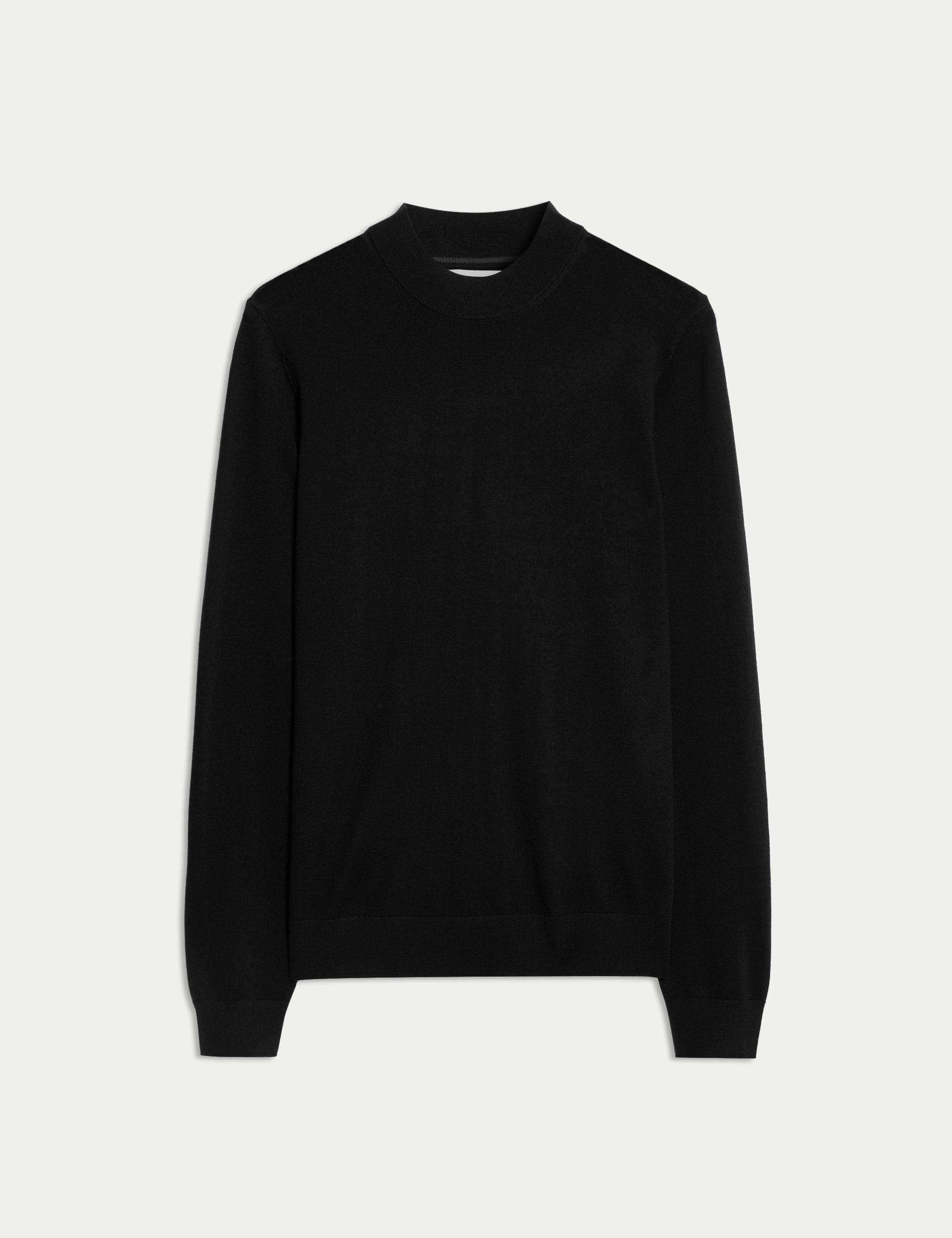 Pure Extra Fine Merino Wool Mock Neck Jumper