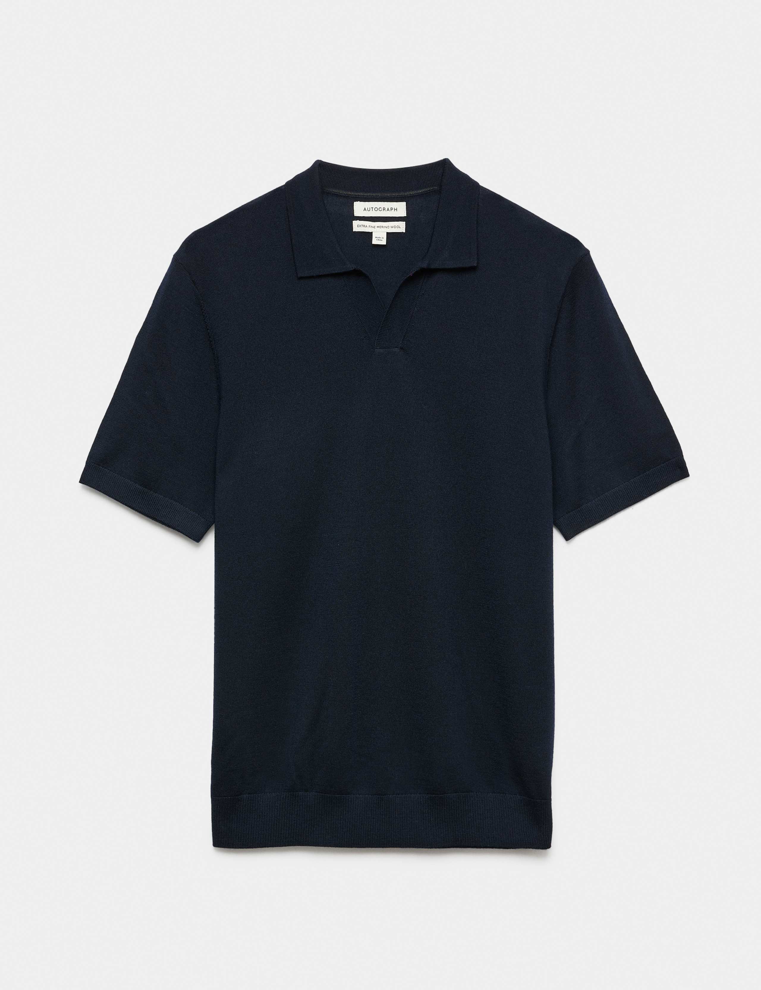 Pure Extra Fine Merino Wool Knitted Polo Shirt