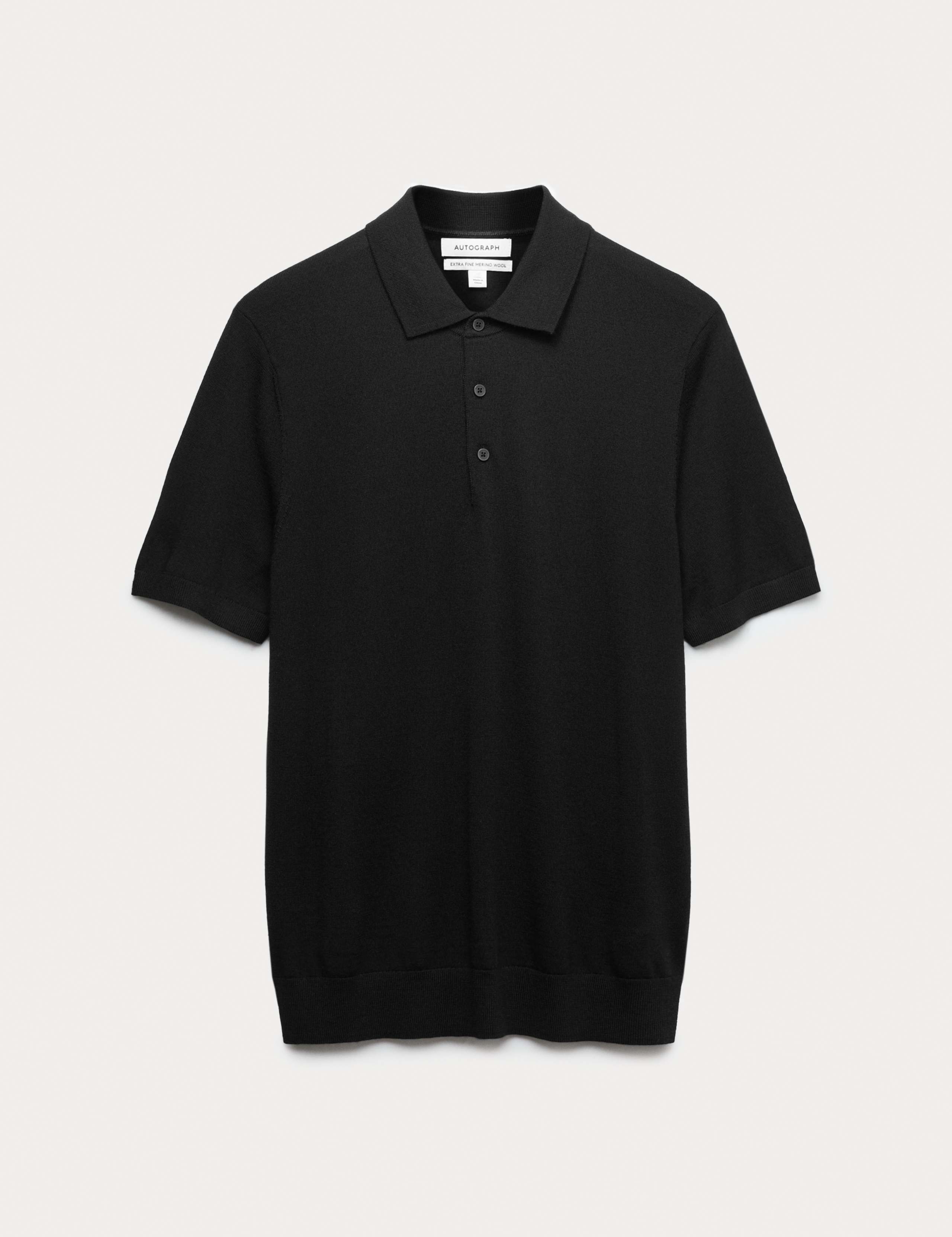 Pure Extra Fine Merino Wool Knitted Polo Shirt