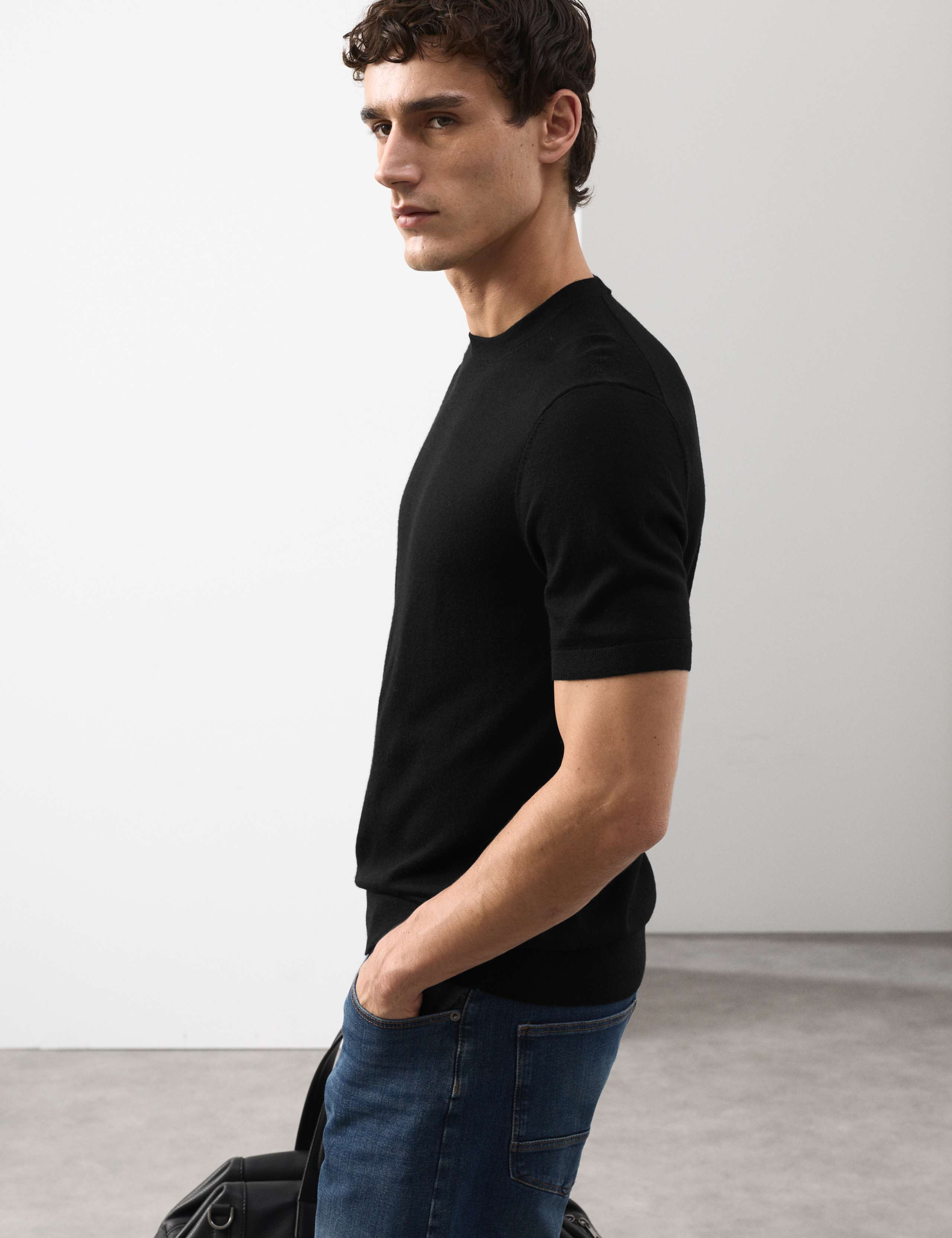 Pure Extra Fine Merino Wool Crew Neck T-Shirt