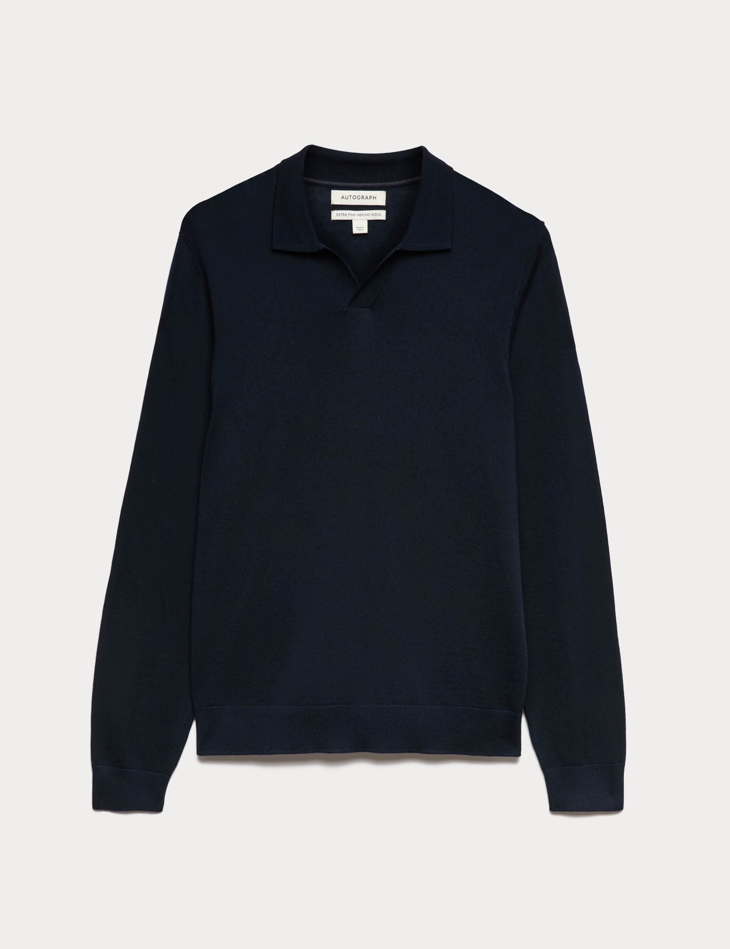 Pure Extra Fine Merino Wool Knitted Polo Shirt