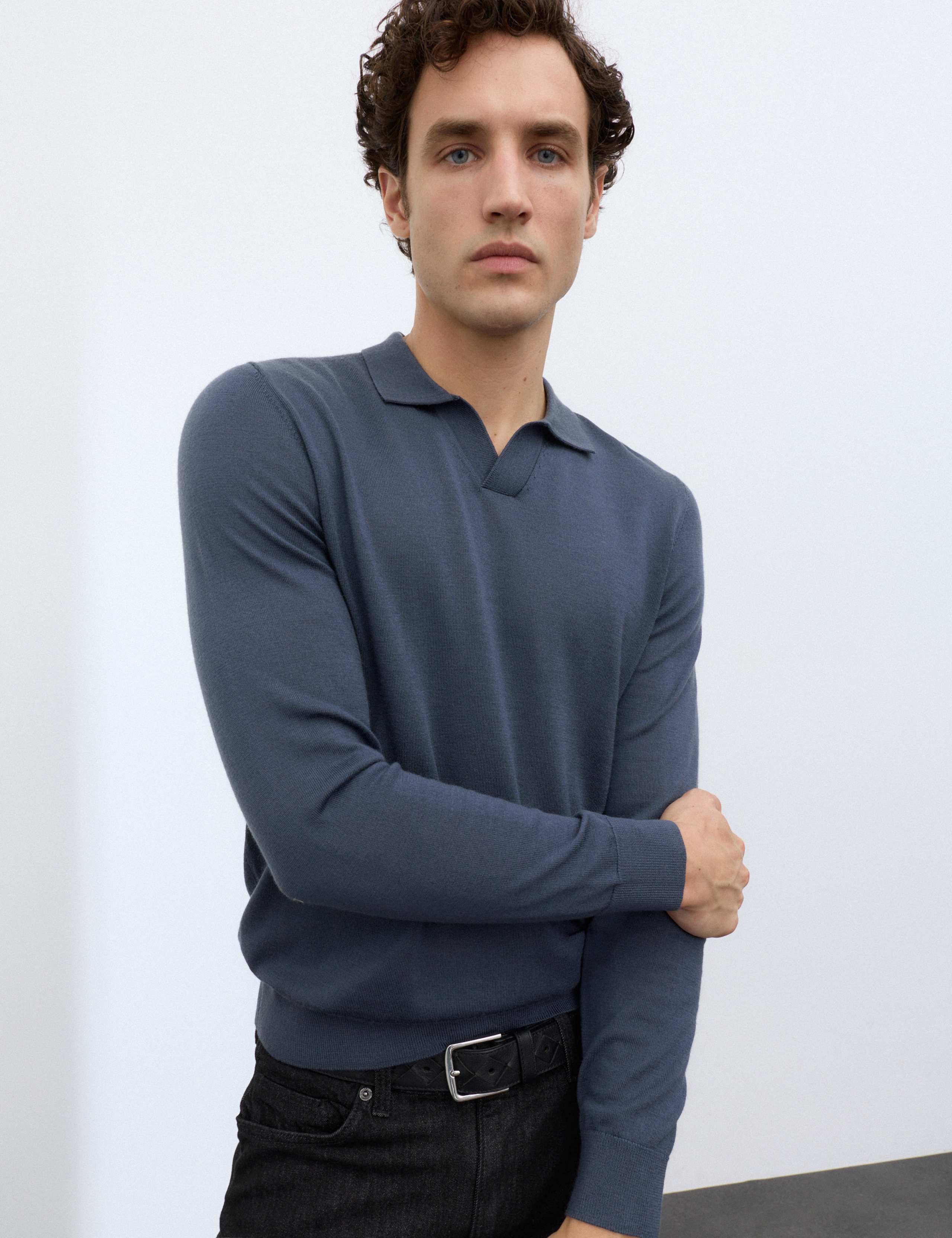 Pure Extra Fine Merino Wool Knitted Polo Shirt