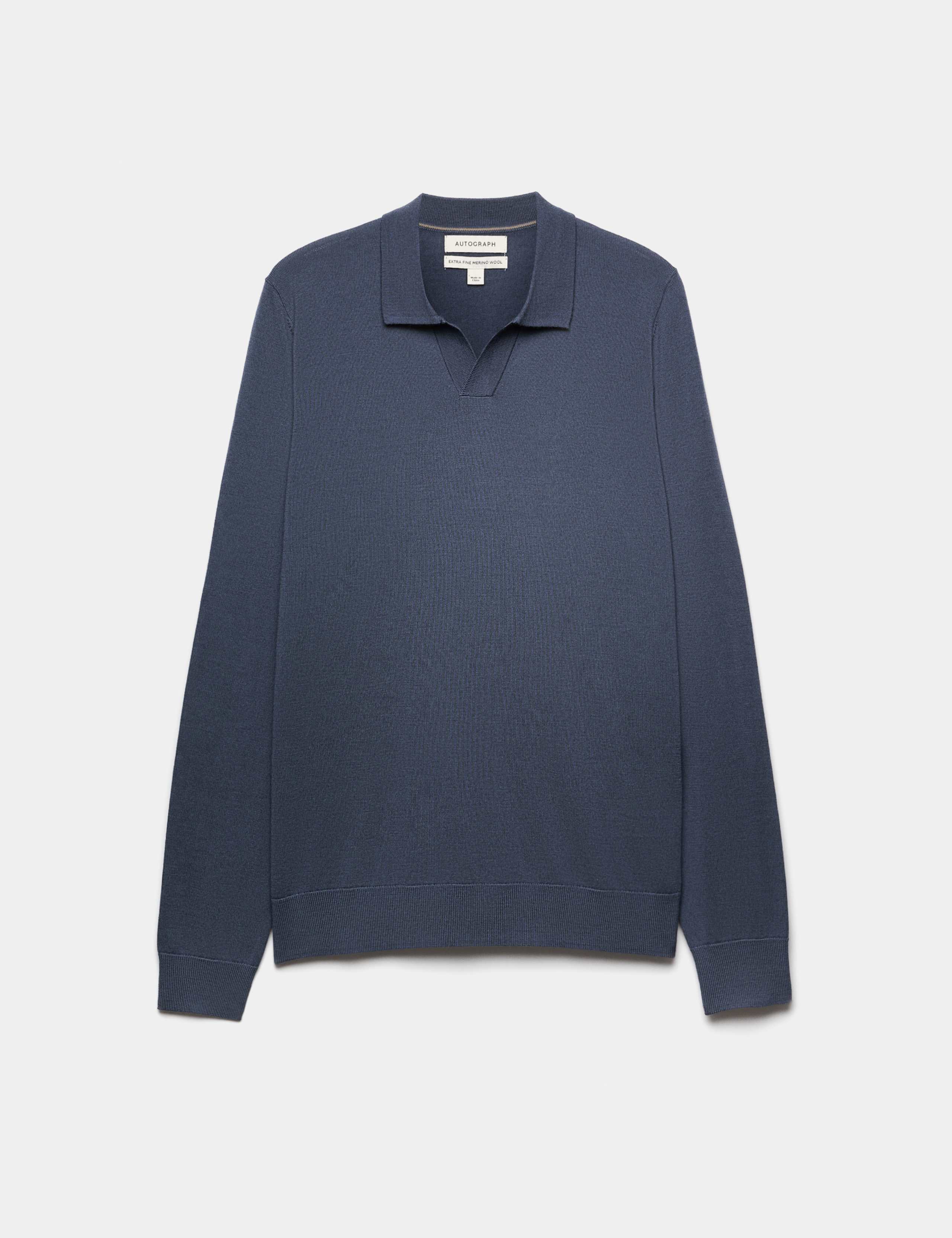 Pure Extra Fine Merino Wool Knitted Polo Shirt