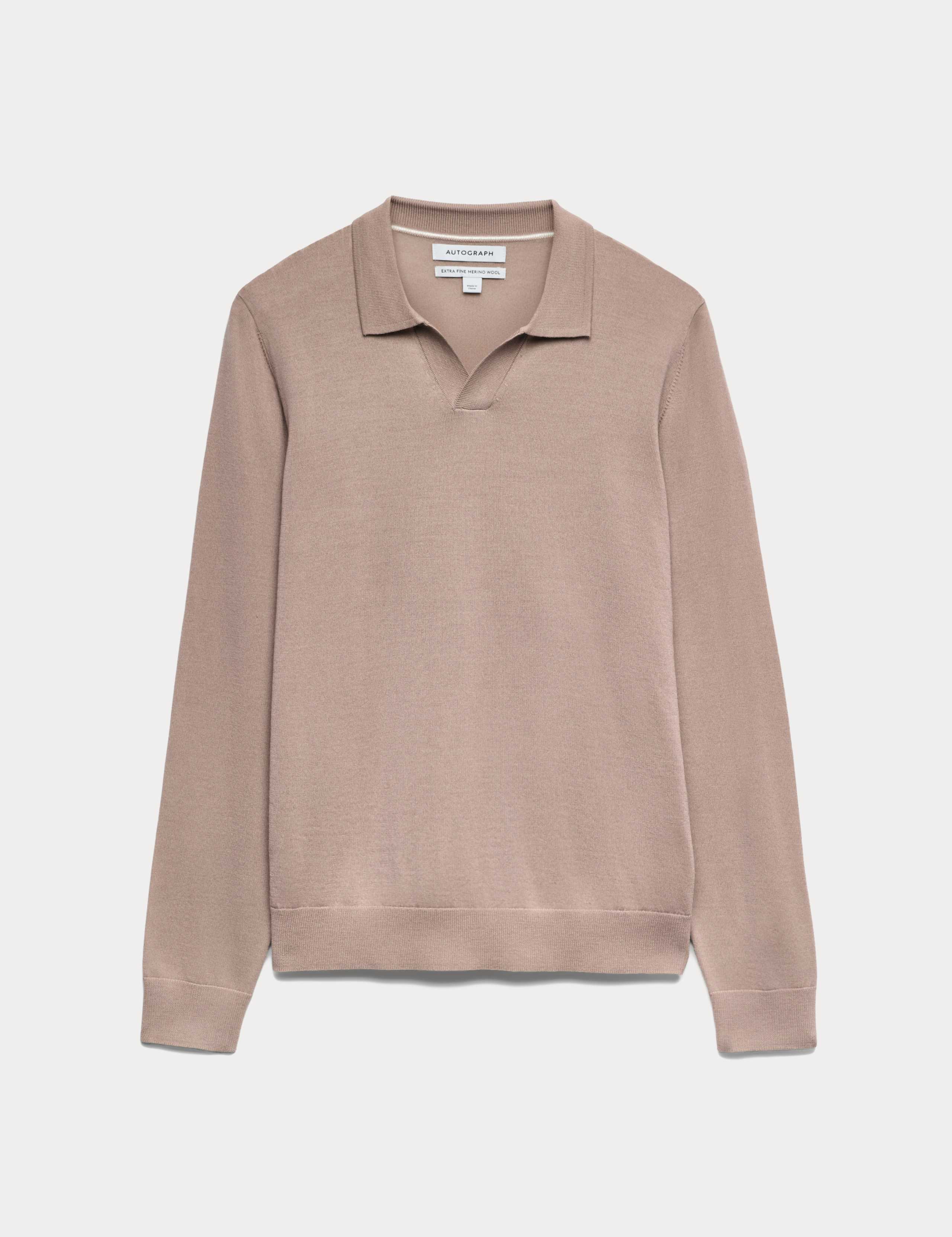 Pure Extra Fine Merino Wool Knitted Polo Shirt