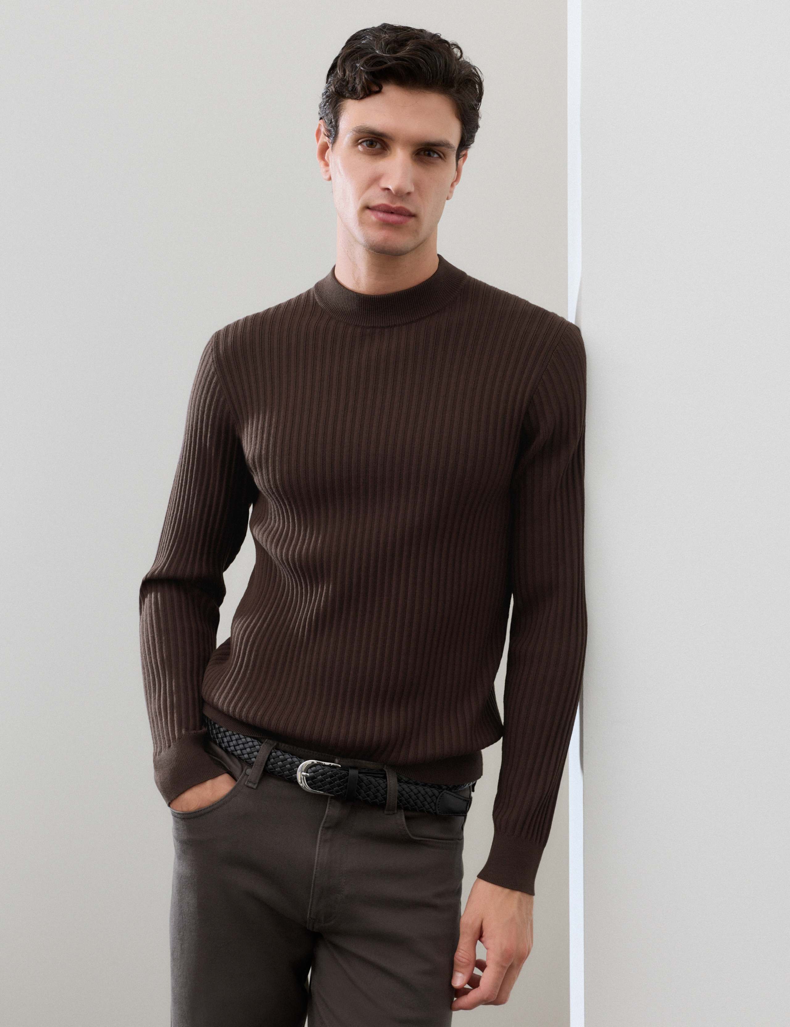 Ribbed High Neck Jumper