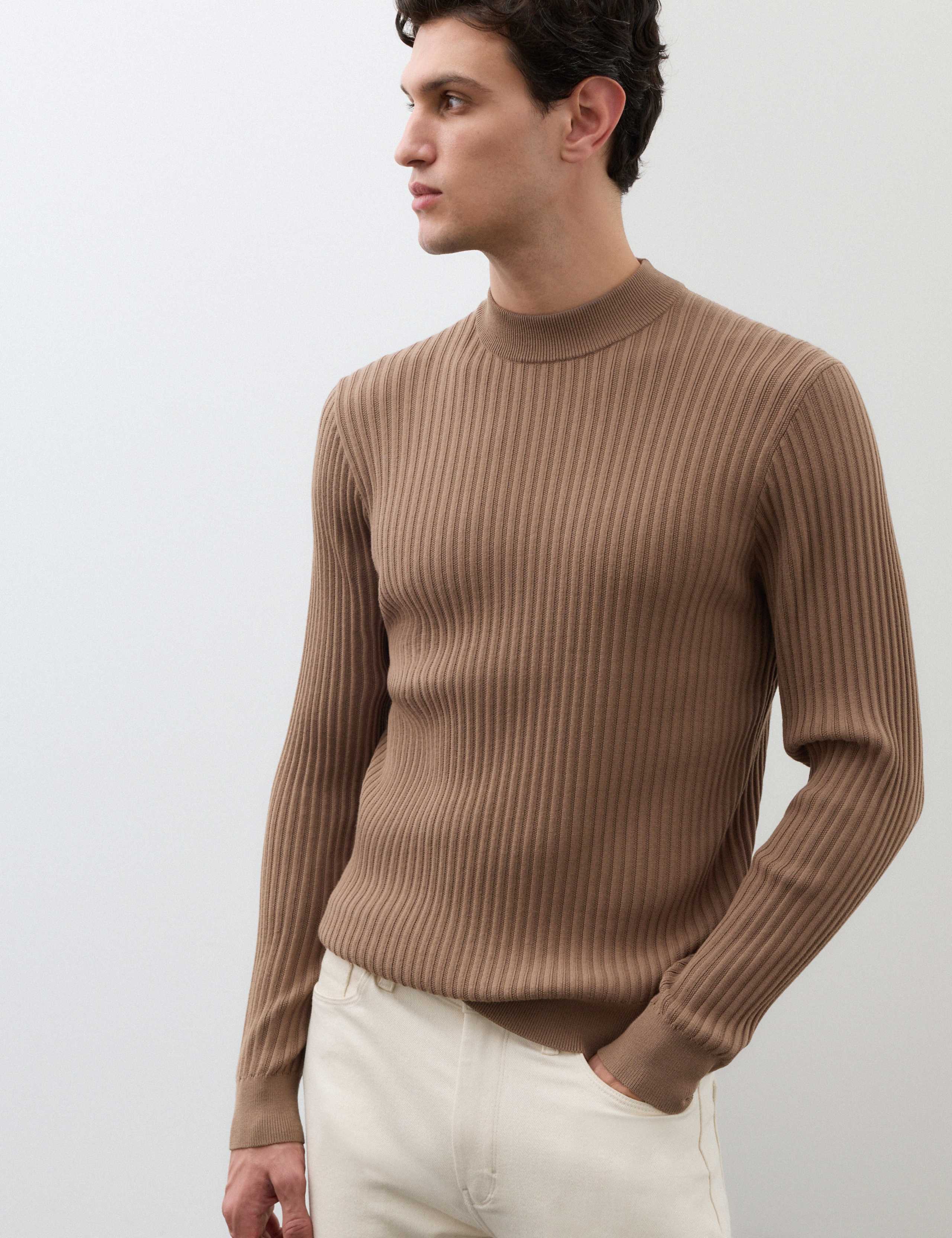 Ribbed High Neck Jumper