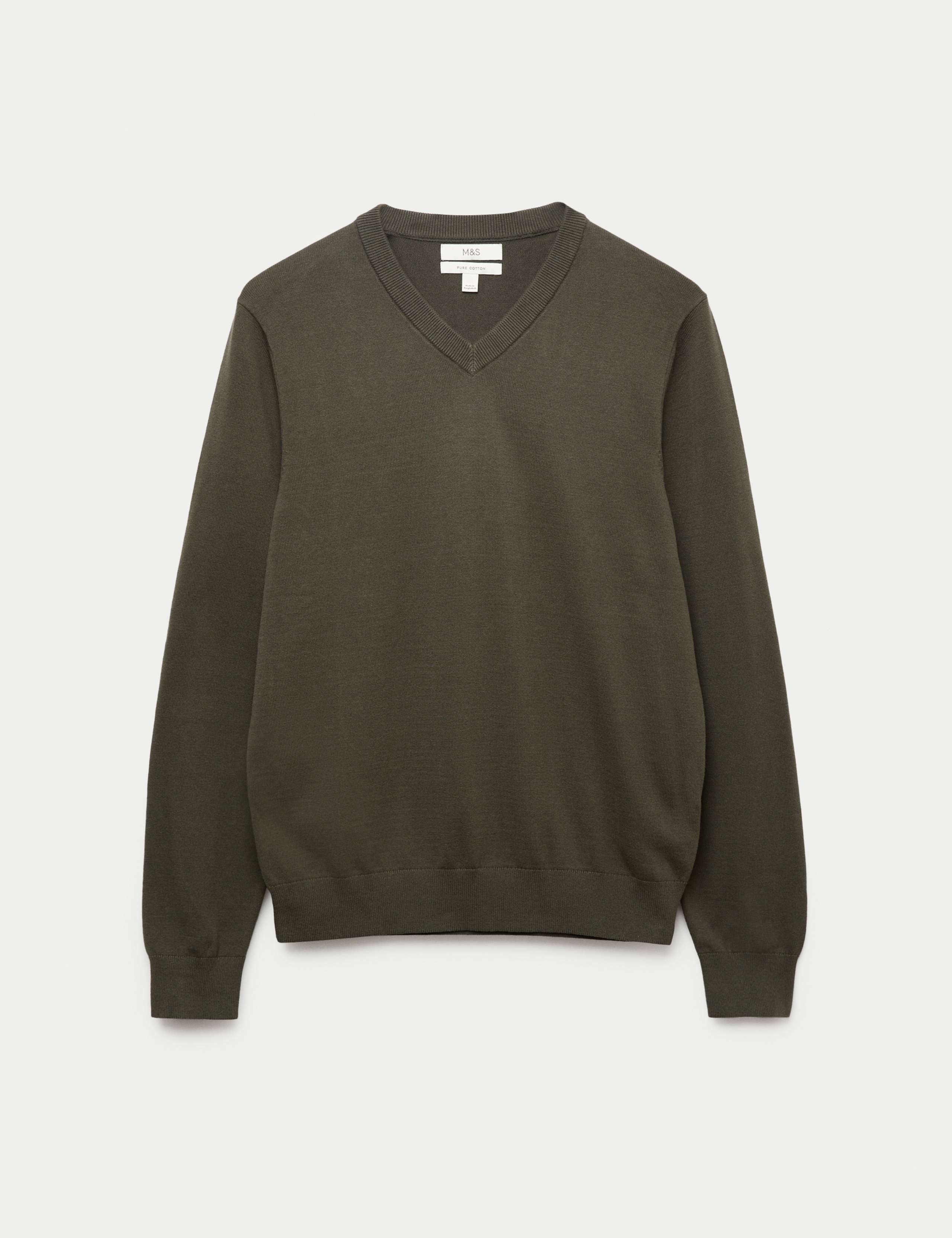 Pure Cotton V-Neck Jumper
