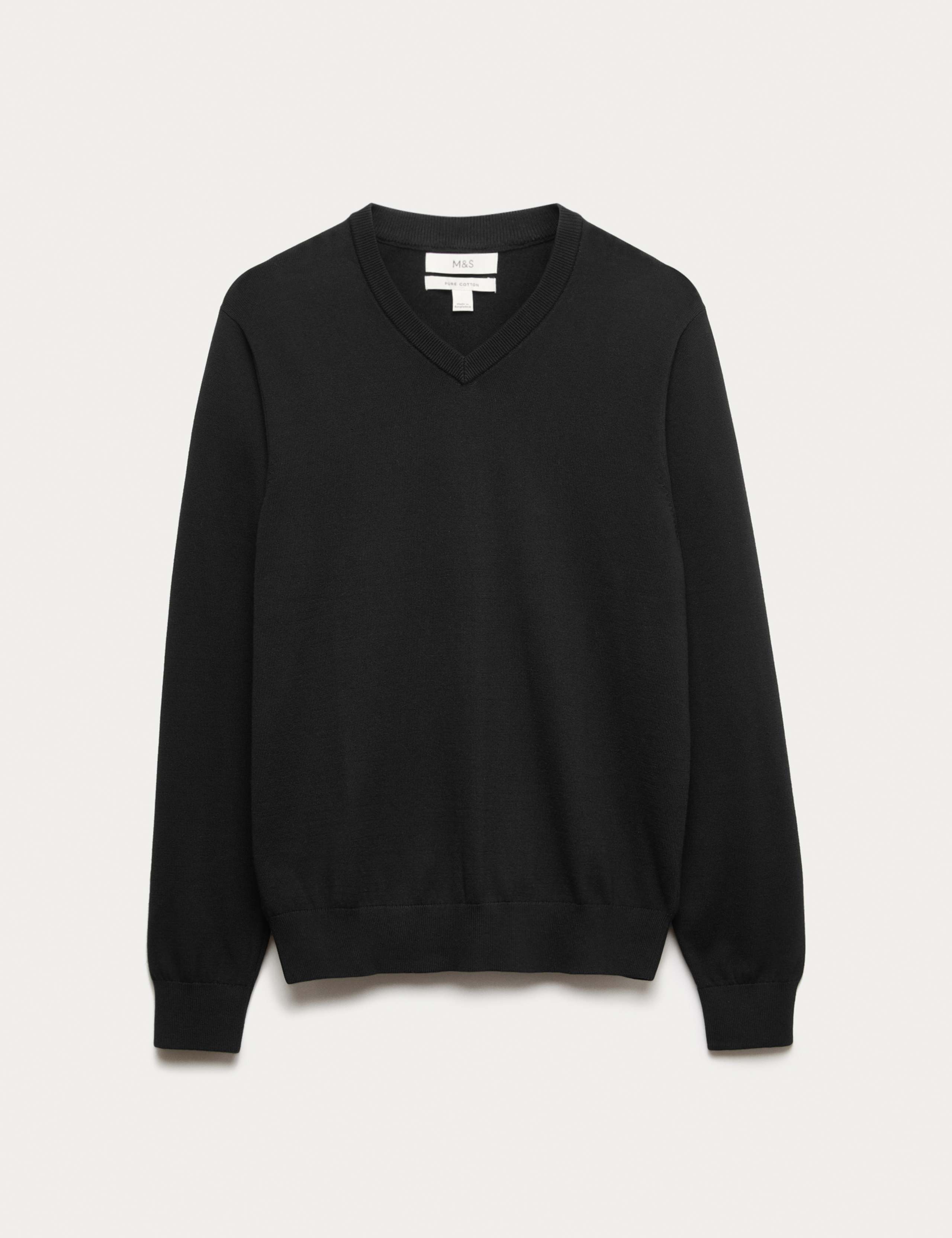 Pure Cotton V-Neck Jumper