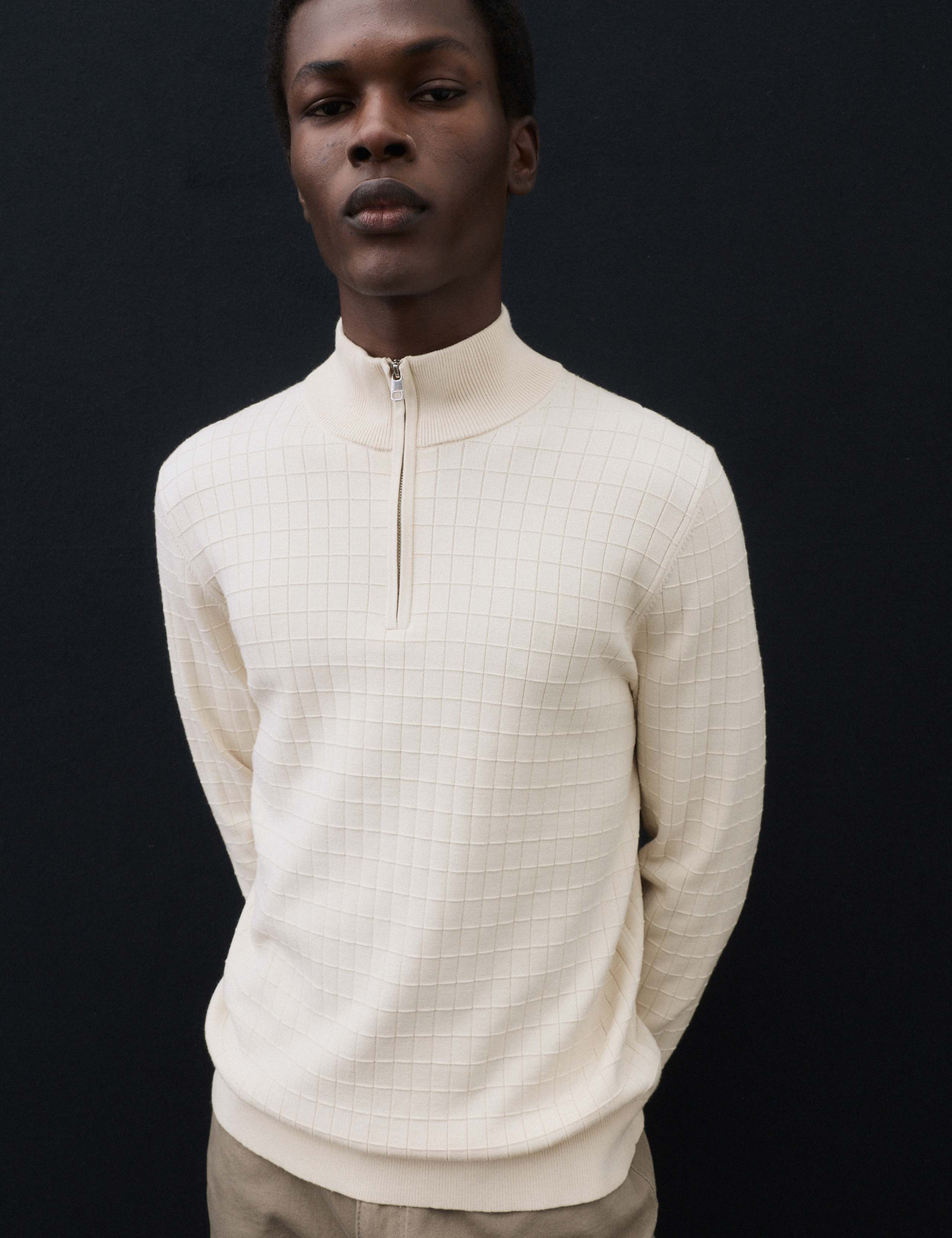 Performance Checked Texture Half Zip Jumper