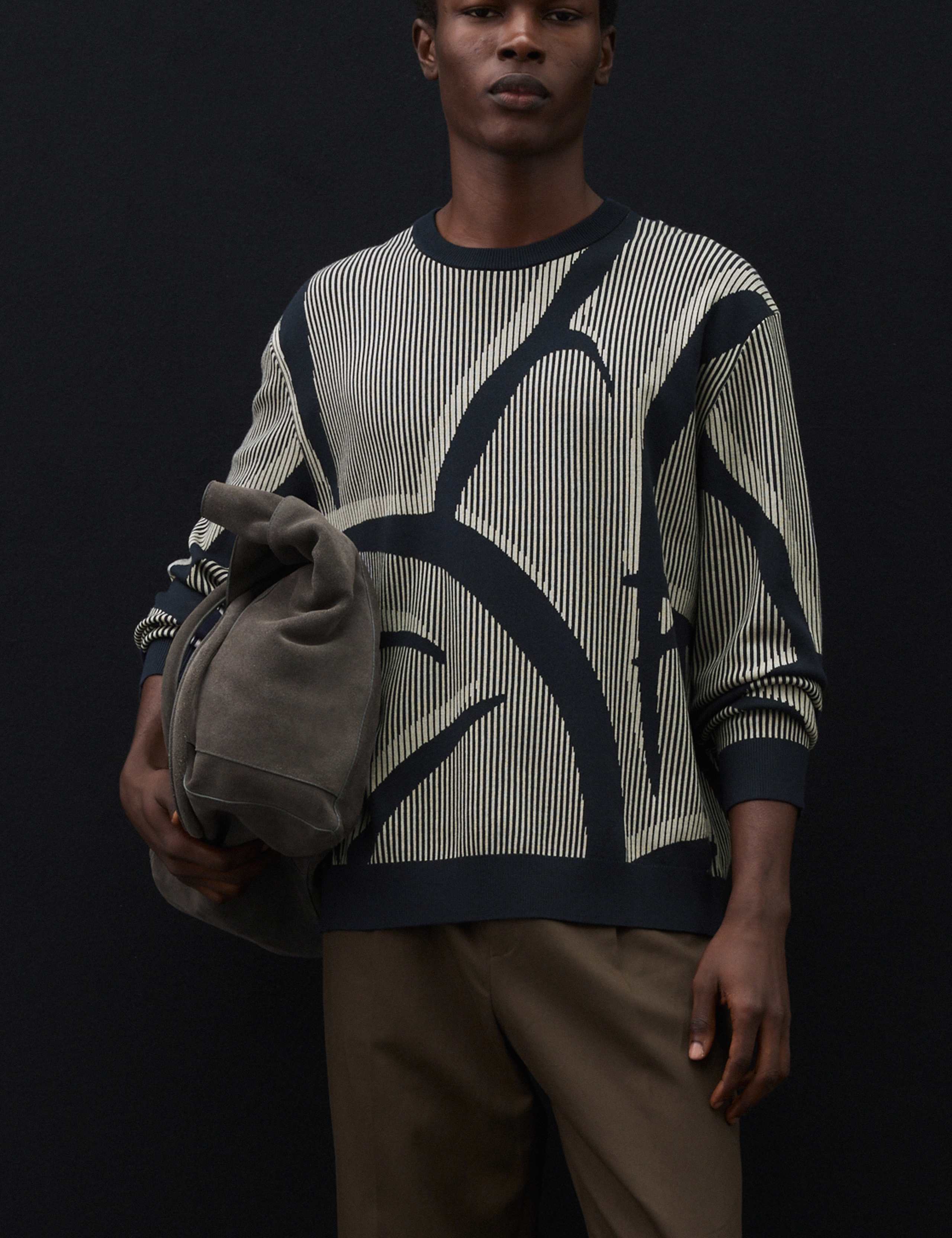 Oversized Fit Abstract Floral Crew Neck Jumper