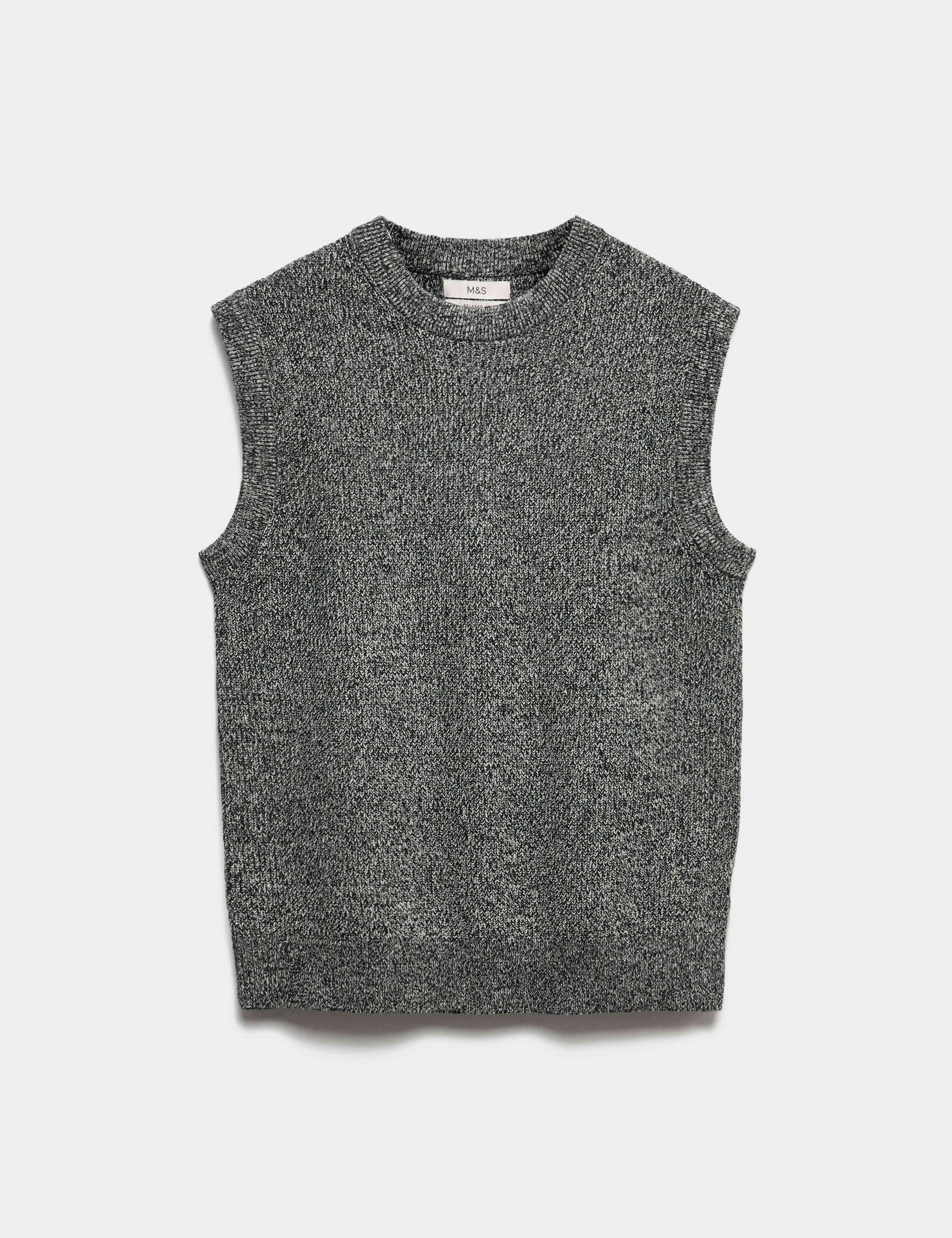 Cotton Blend Crew Neck Knitted Vest