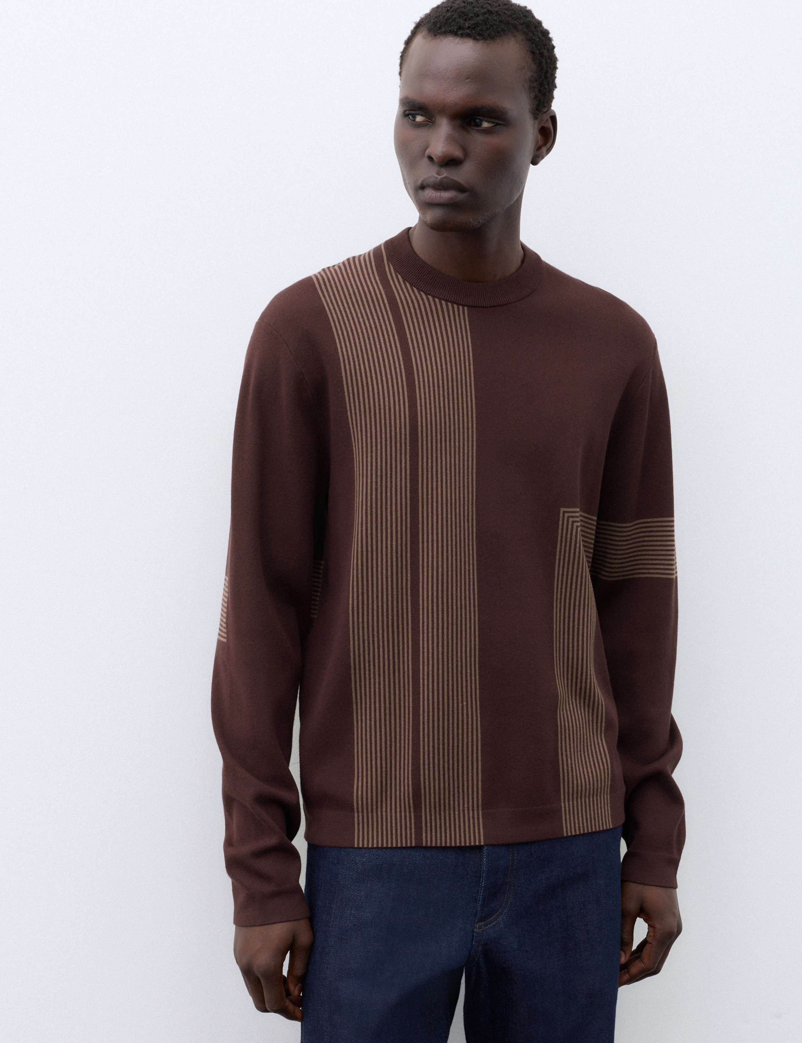 Abstract Linear Rib Crew Neck Jumper