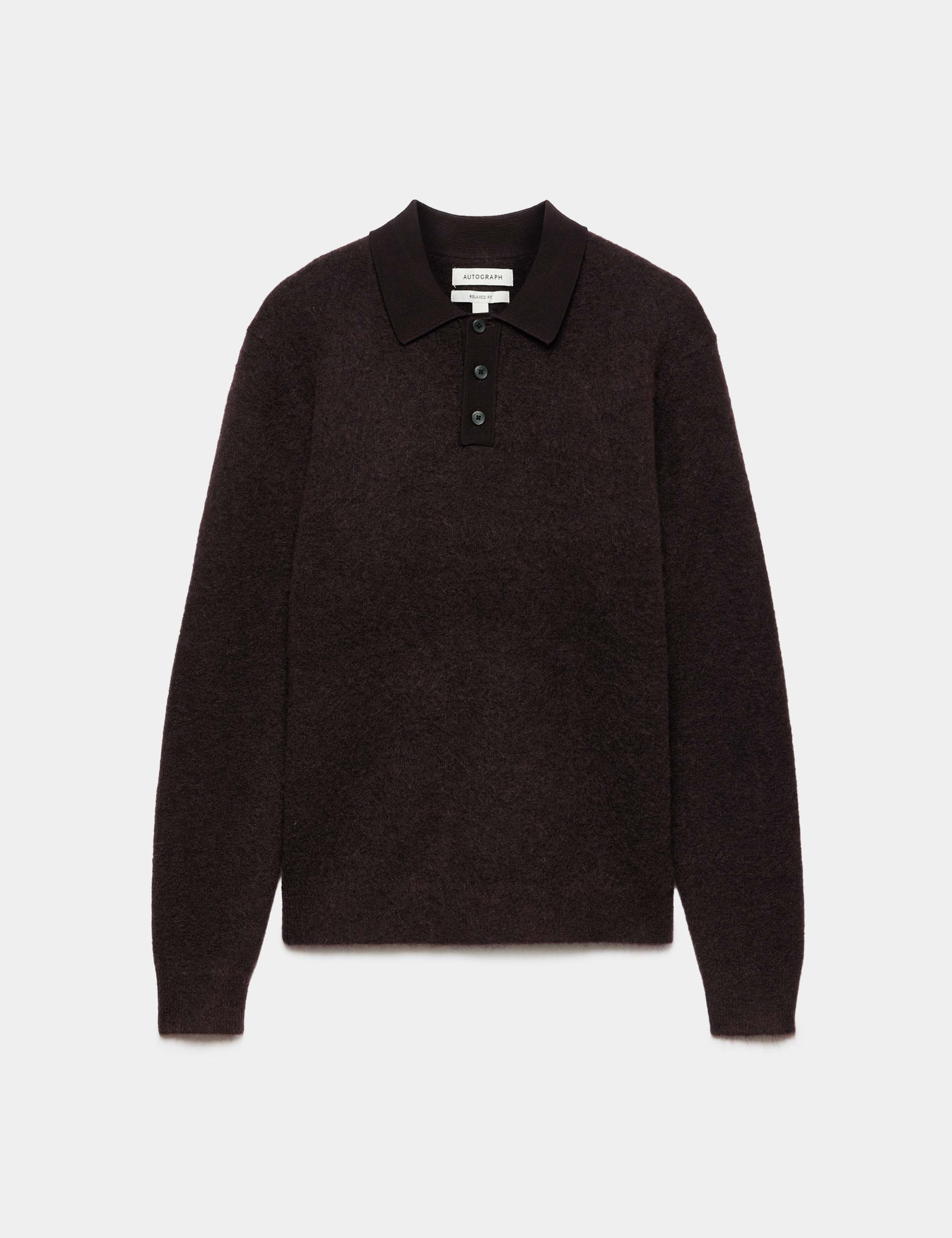 Merino Wool Blend Knitted Polo Shirt