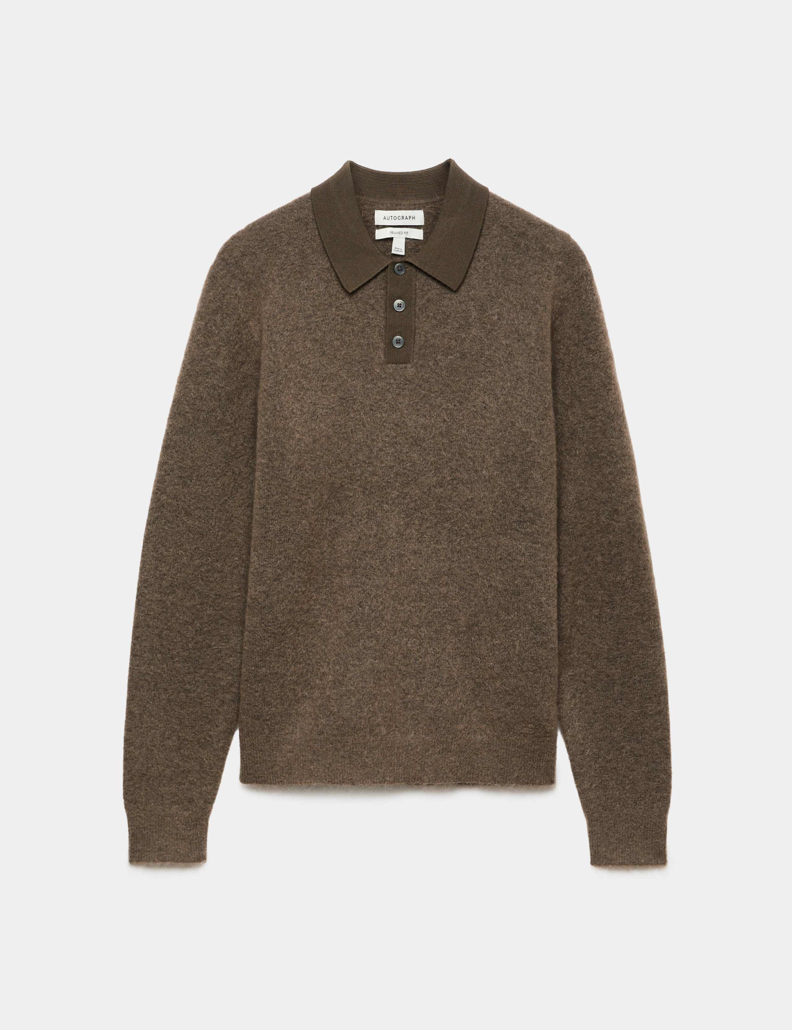 Merino Wool Blend Knitted Polo Shirt