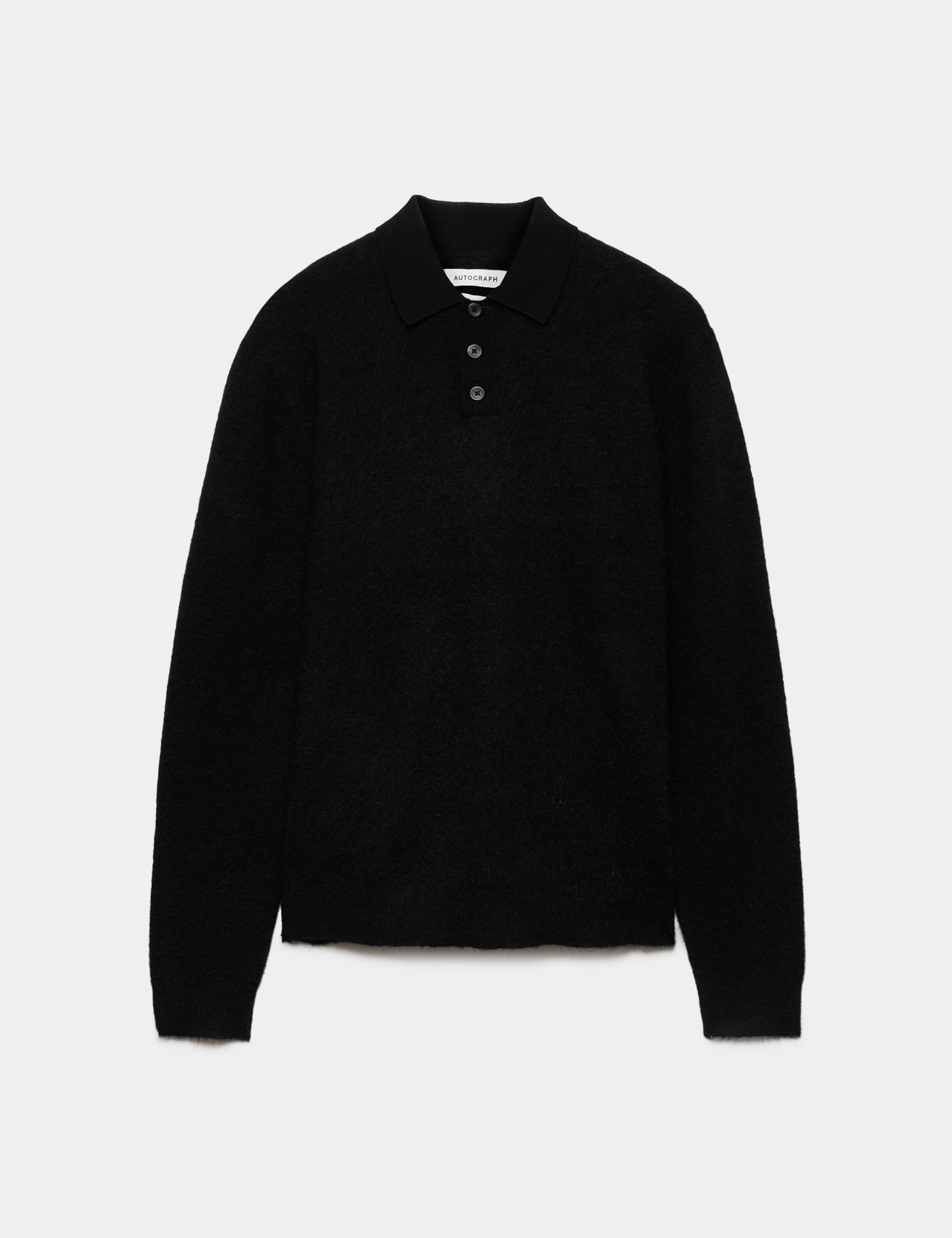 Merino Wool Blend Knitted Polo Shirt