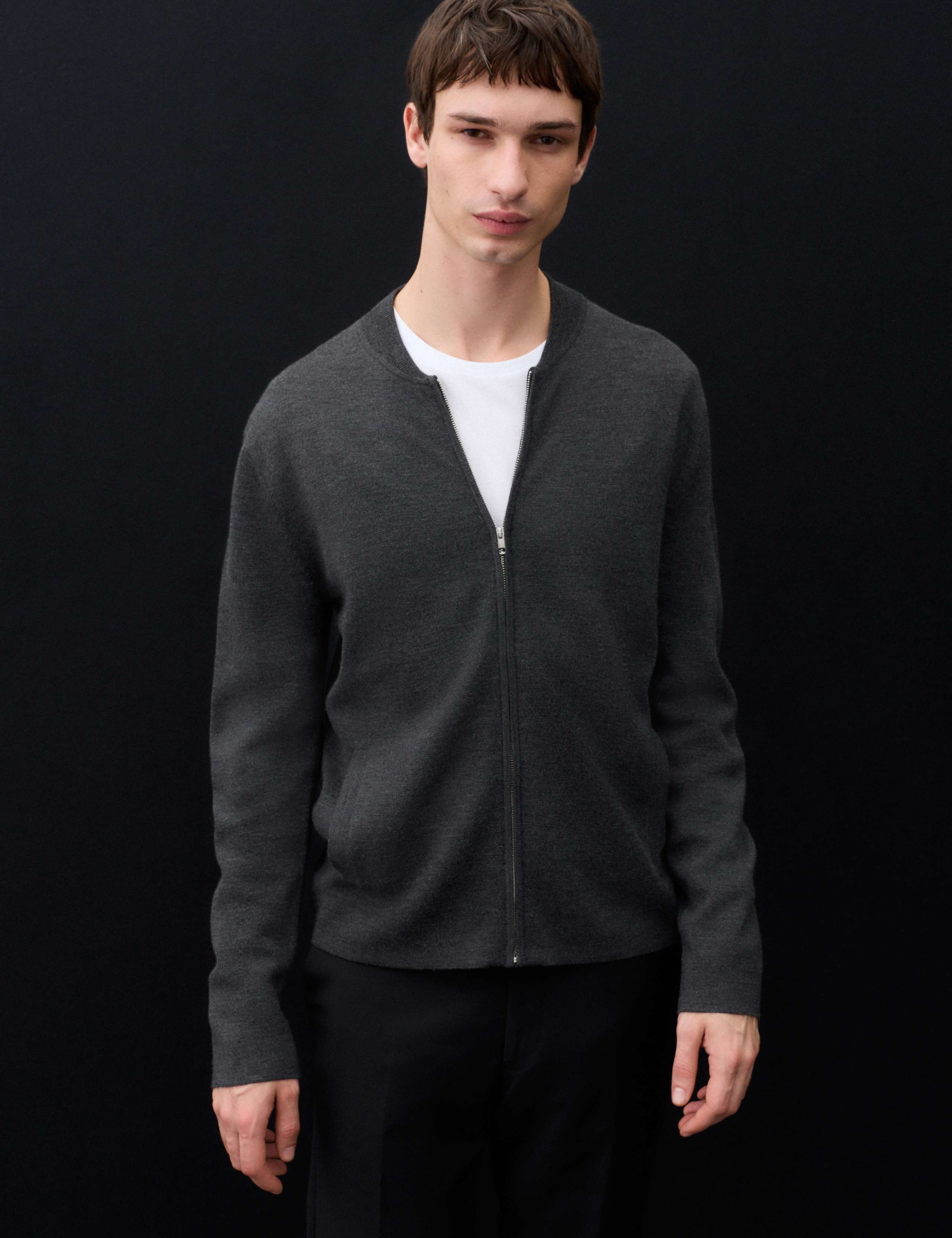 Merino Wool Blend Knitted Bomber