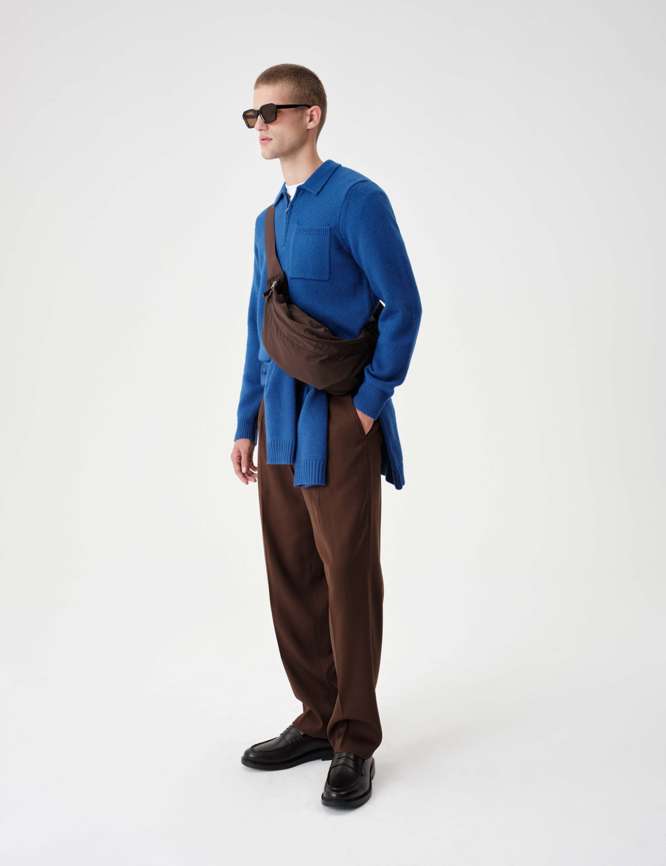 Quarter Zip Knitted Polo Shirt
