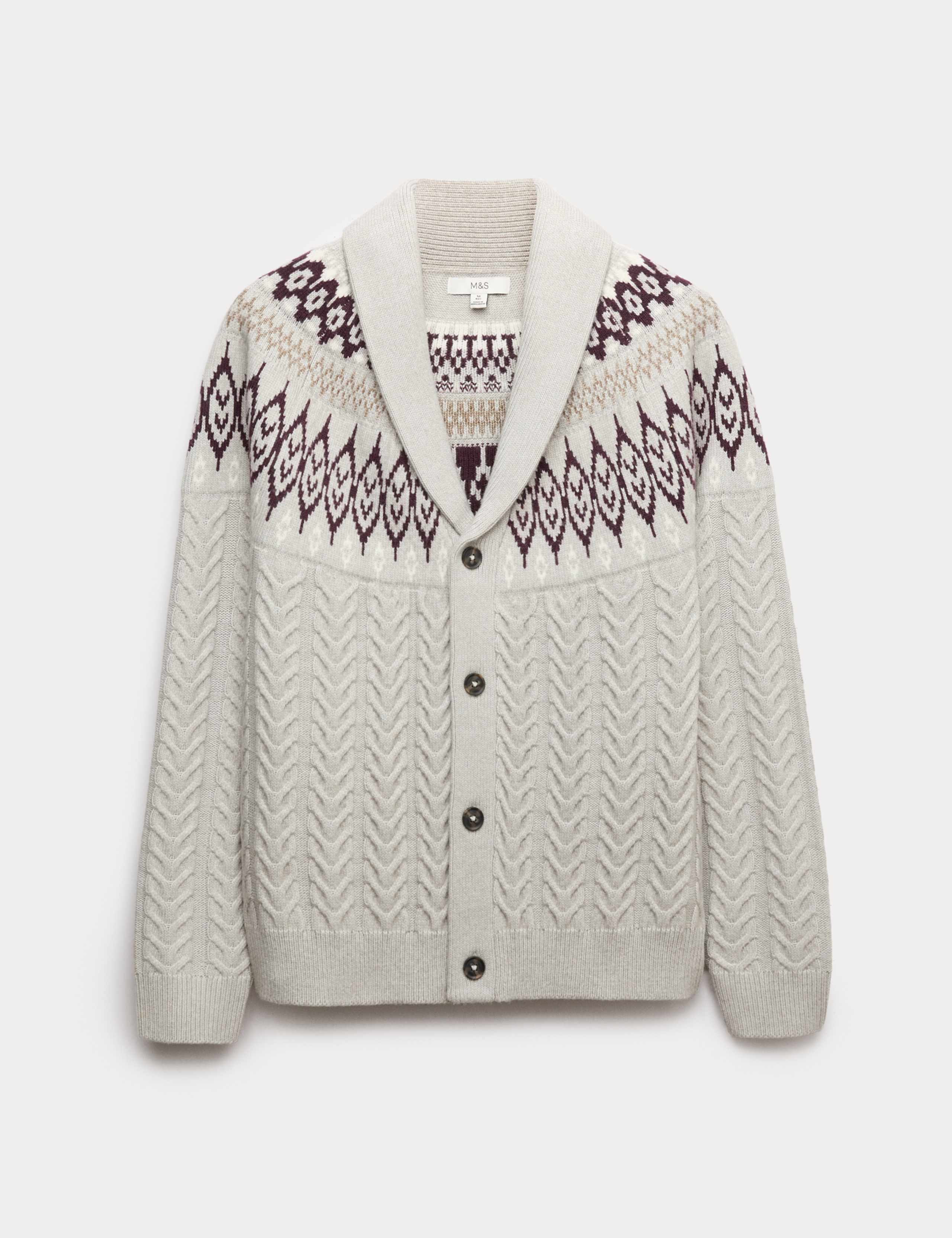 Fair Isle Cable Knit Cardigan